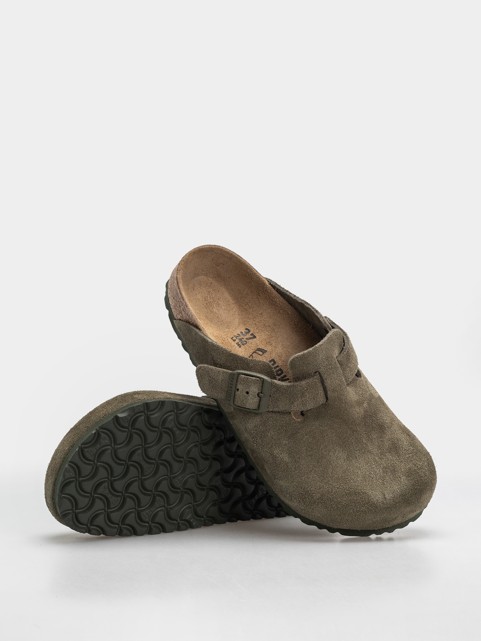 Šľapky Birkenstock Boston Suede Leather Regular (thyme)