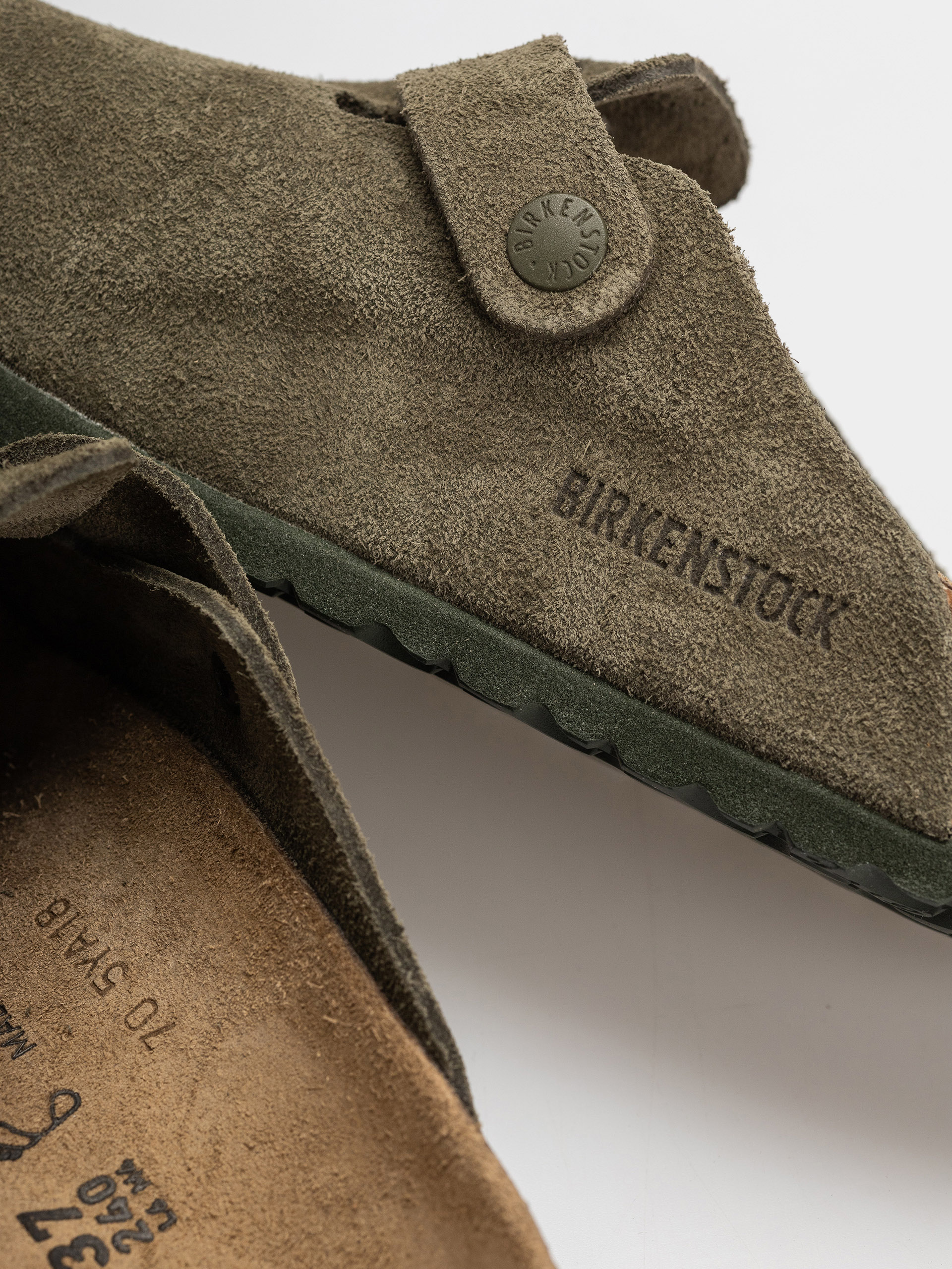 Šľapky Birkenstock Boston Suede Leather Regular (thyme)
