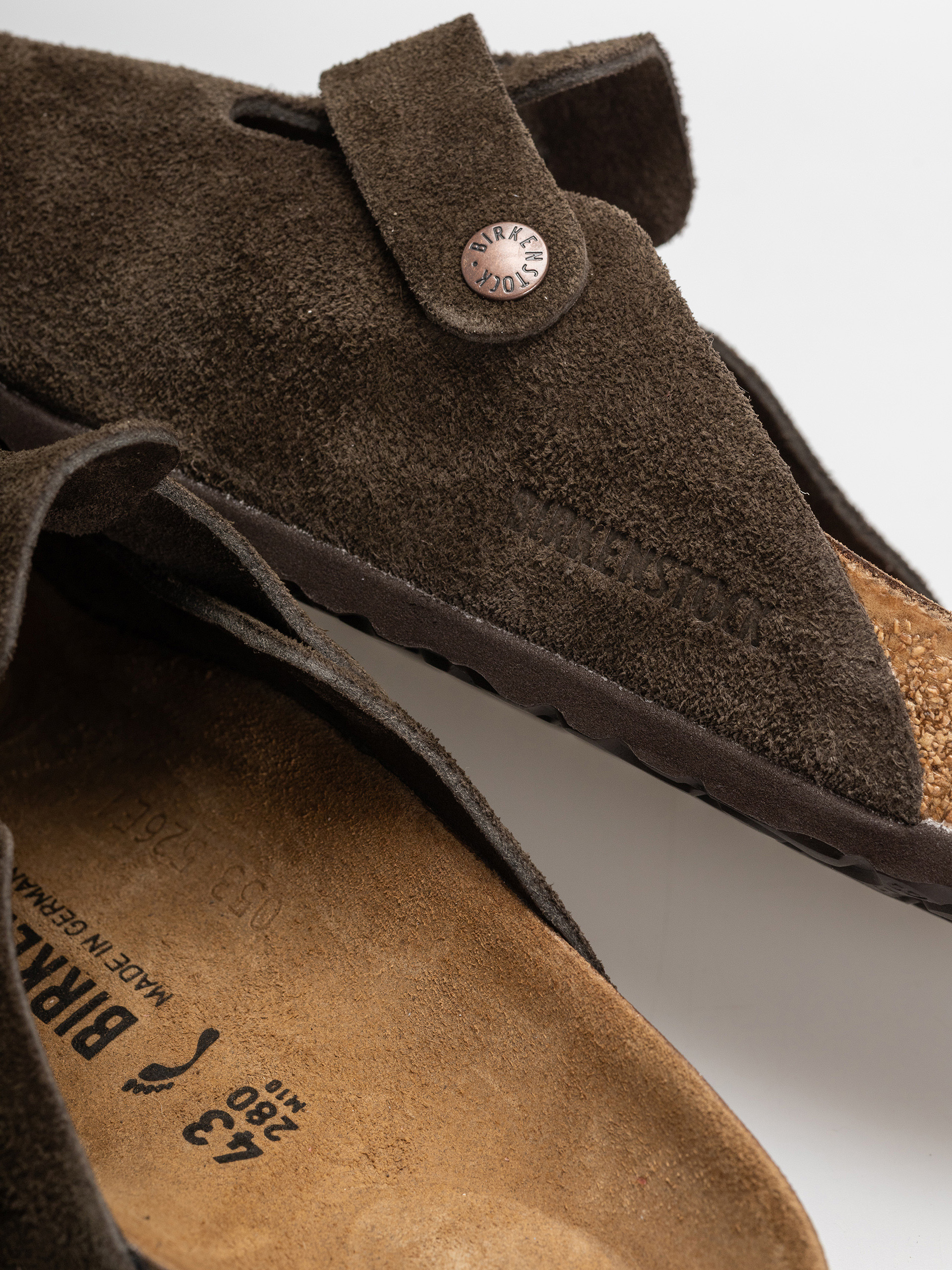 Šľapky Birkenstock Boston Suede Leather Narrow (mocca)