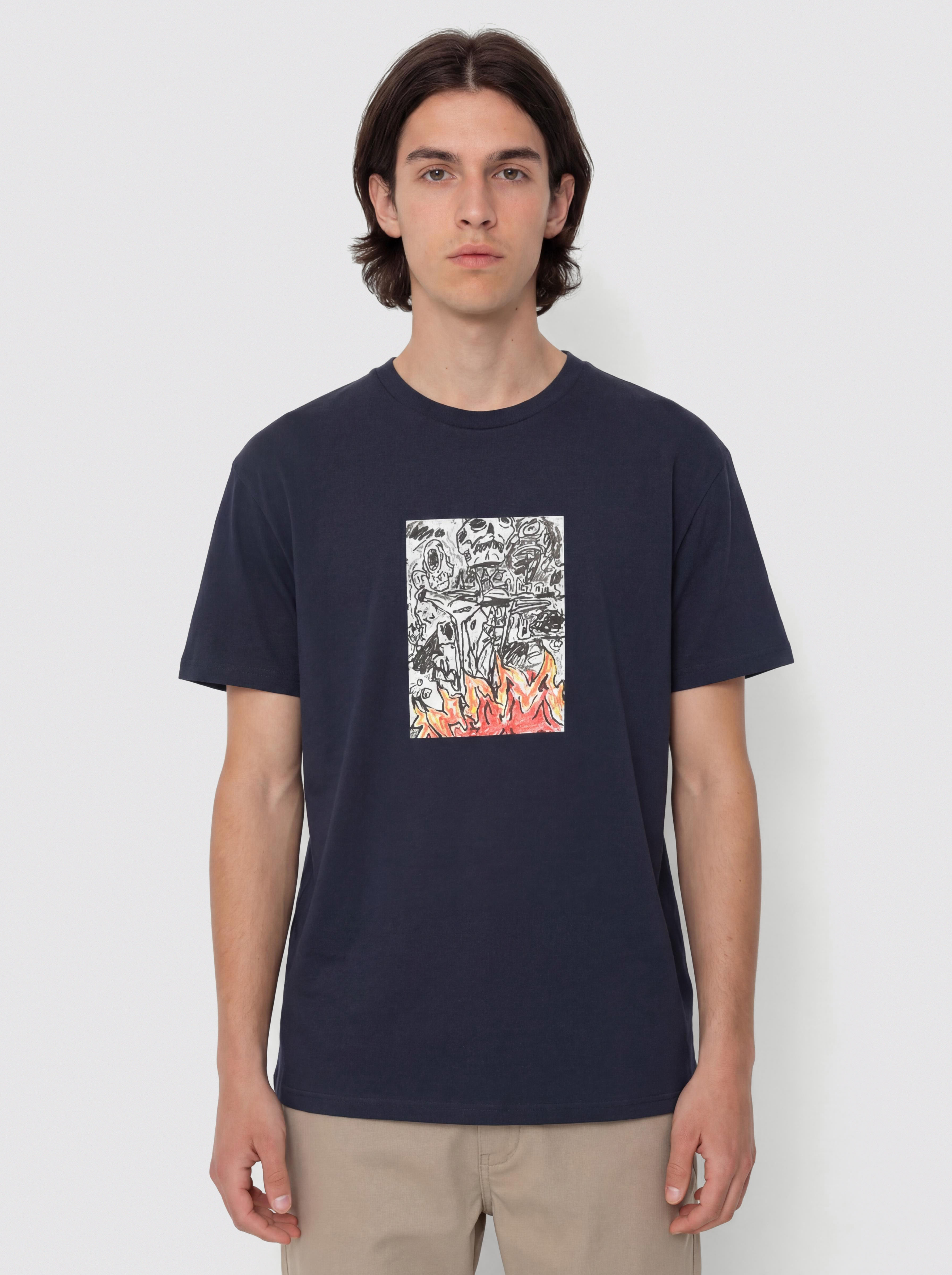 Tričko Poetic Collective Burning Skull (navy)