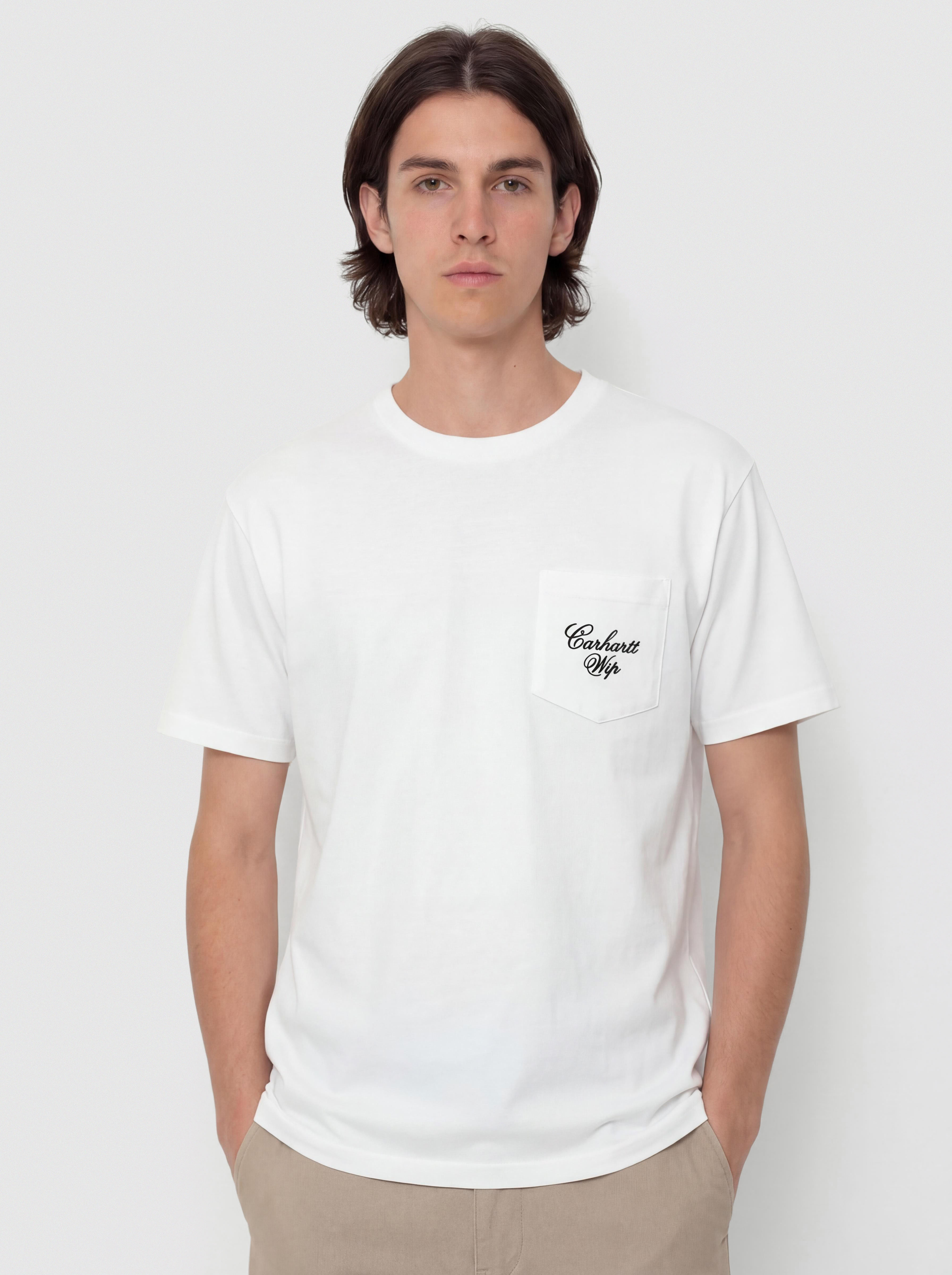 Tričko Carhartt WIP Longhand Pocket (white/black)