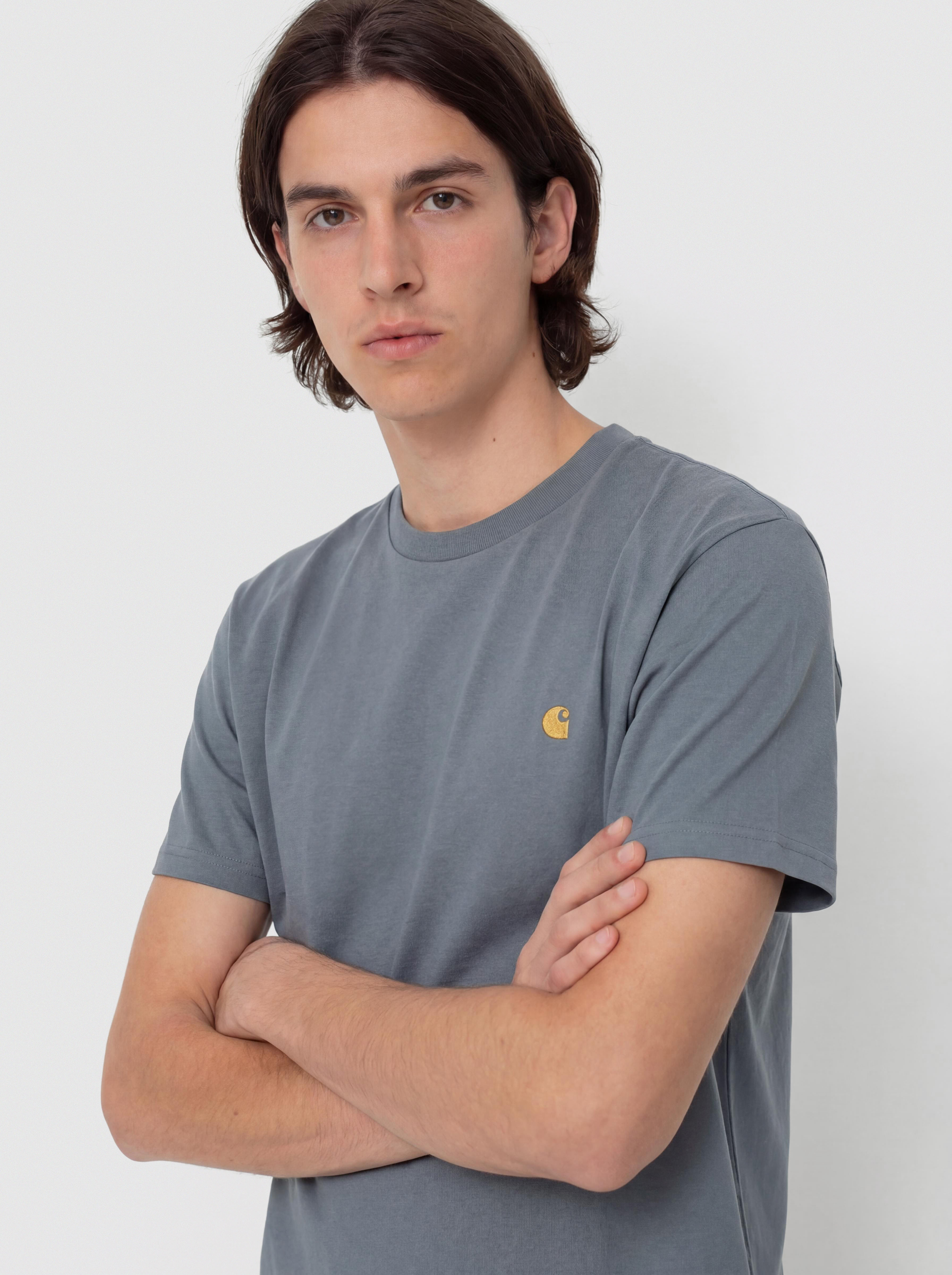 Tričko Carhartt WIP Chase (cozy blue/gold)