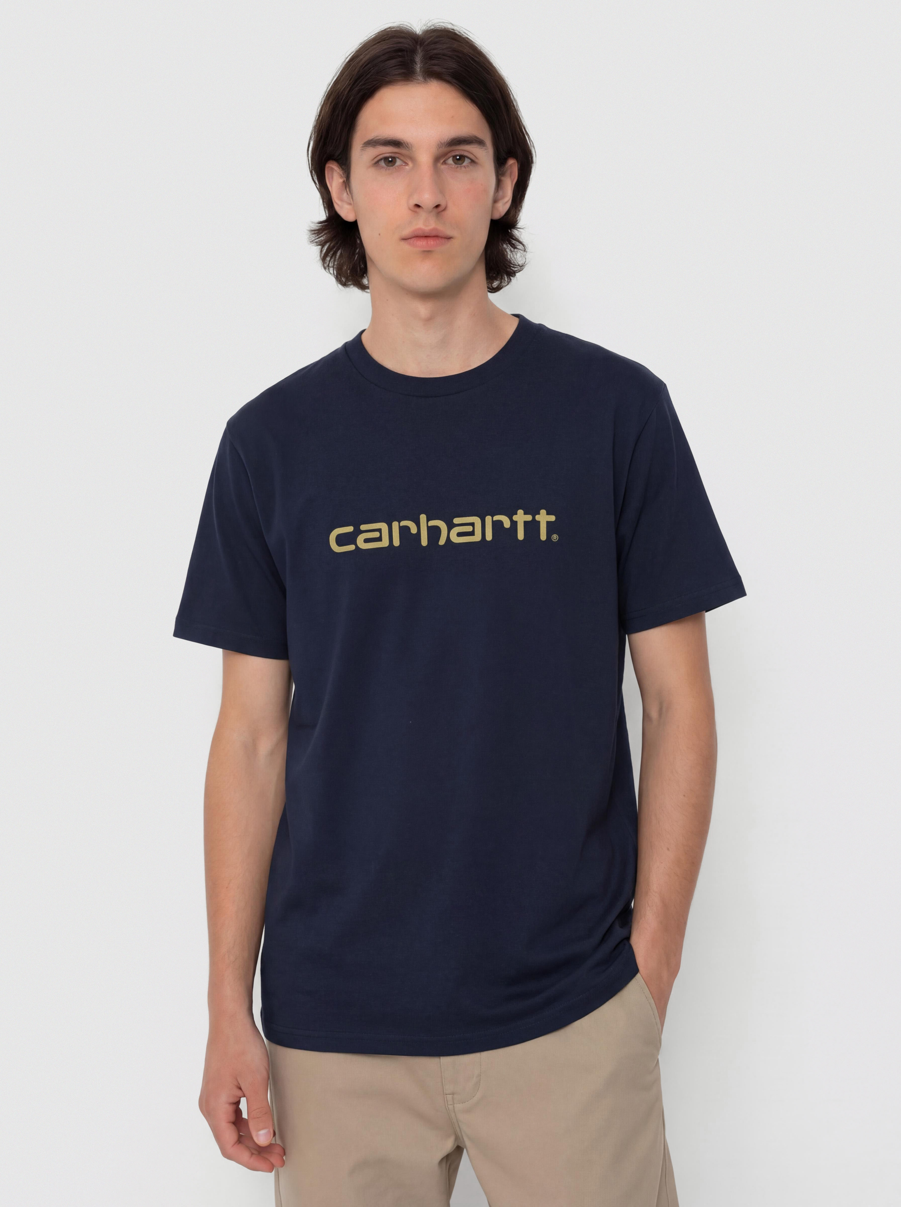 Tričko Carhartt WIP Script (deep night/gentle green)