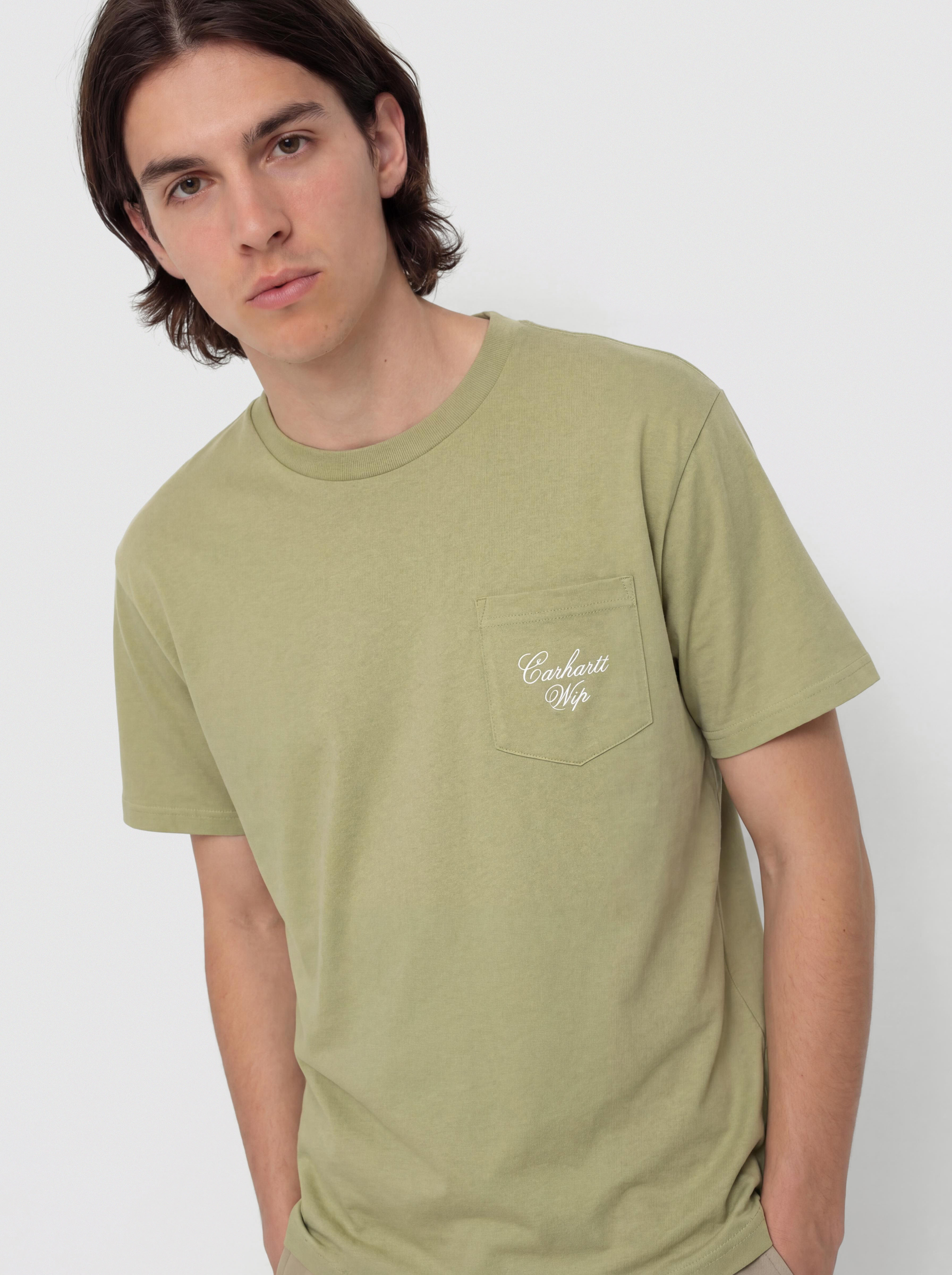 Tričko Carhartt WIP Longhand Pocket (gentle green/white)