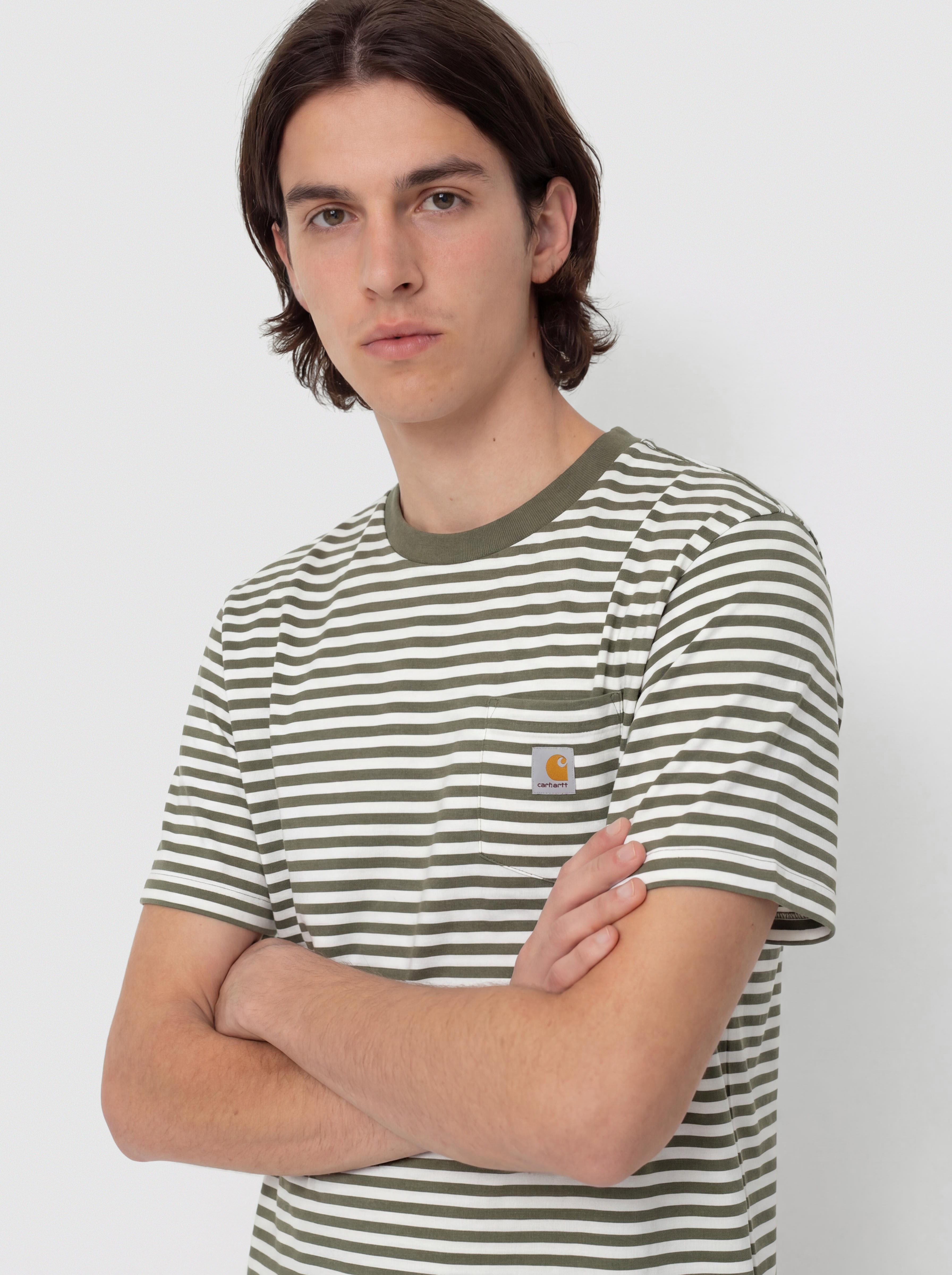 Tričko Carhartt WIP Ezra Pocket (ezra stripe/leaf/wax)