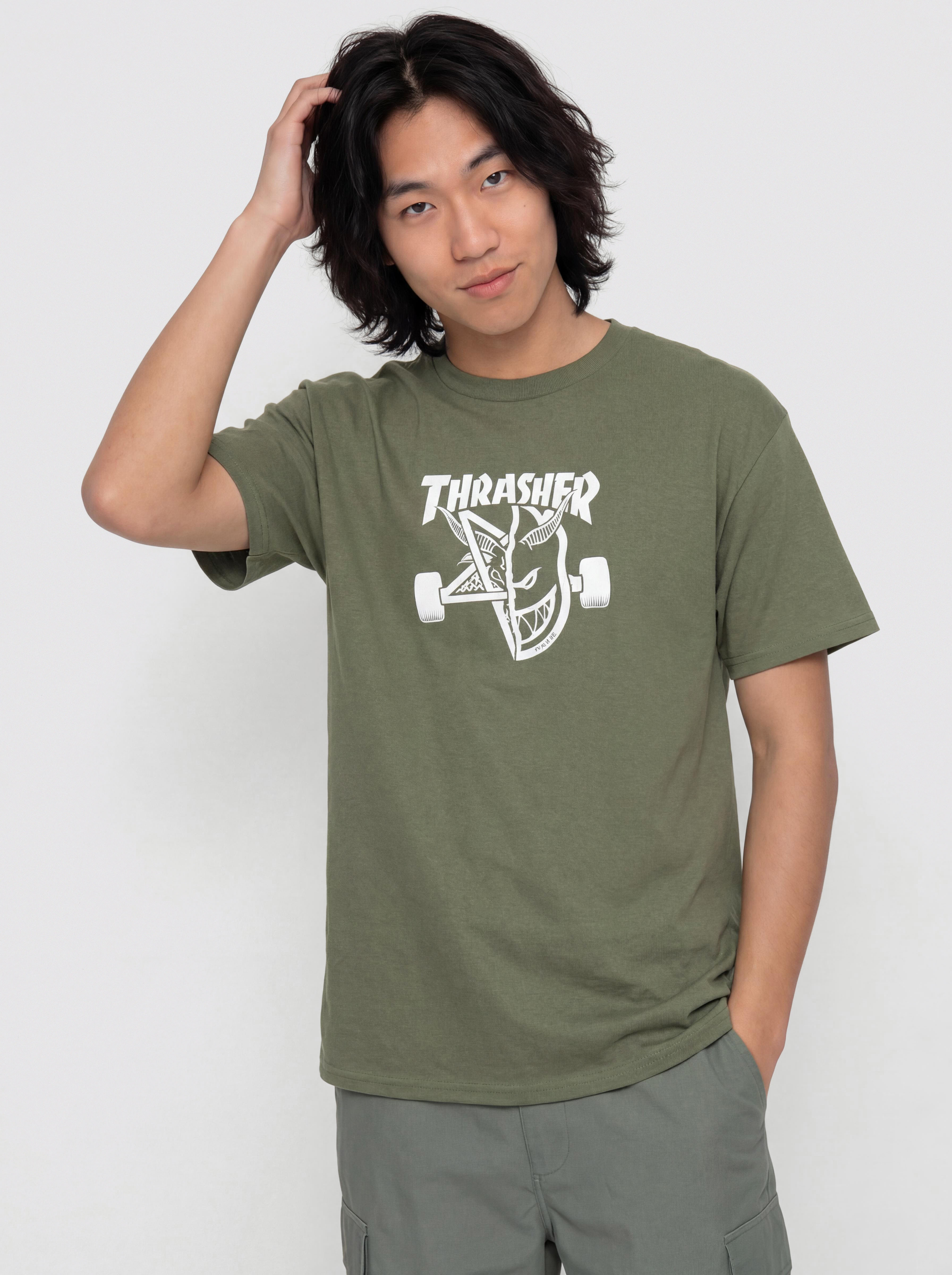 Tričko Thrasher x Spitfire Thrash & Burn (military green)