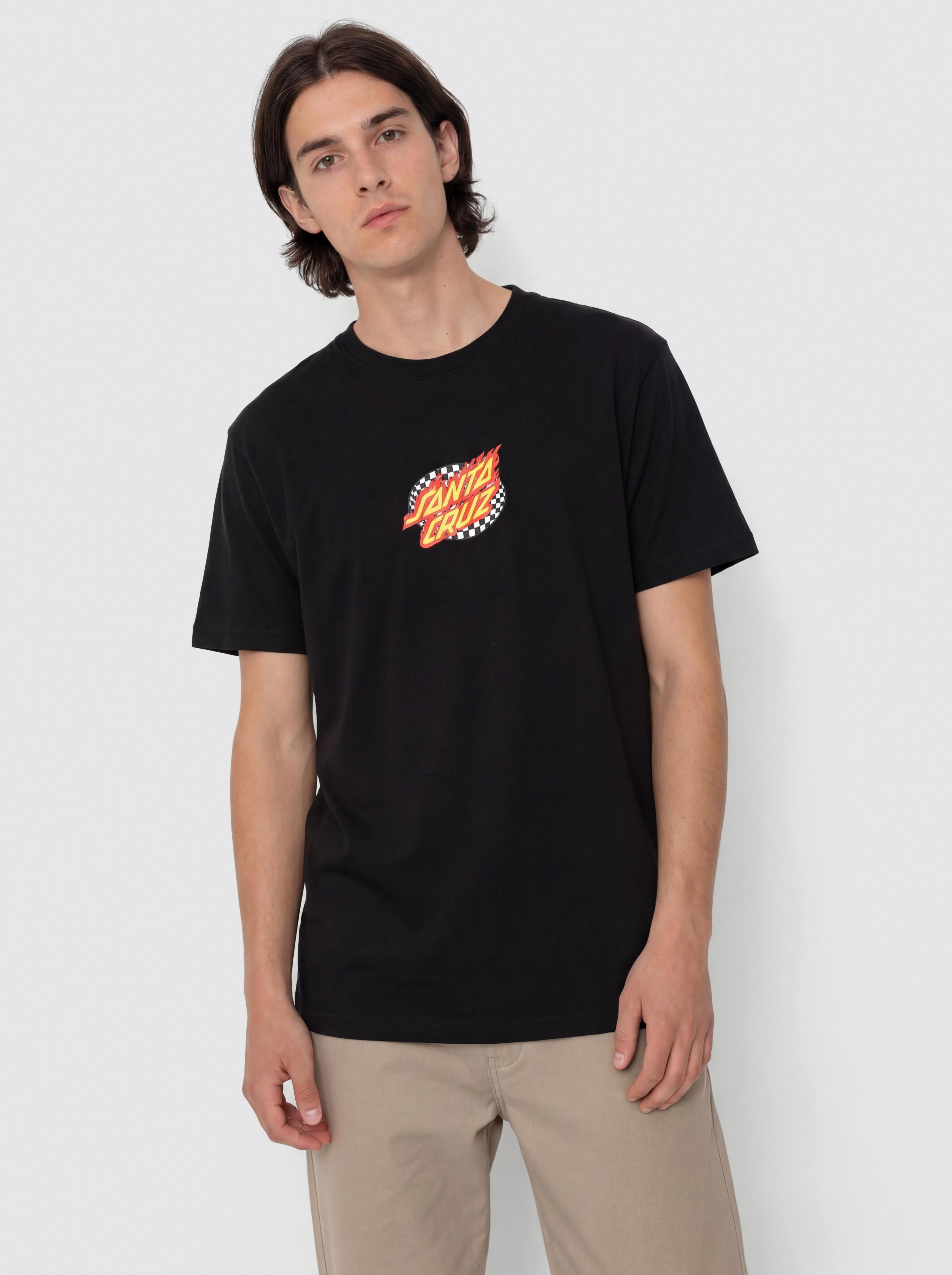 Tričko Santa Cruz Oval Check Flame Front (black)
