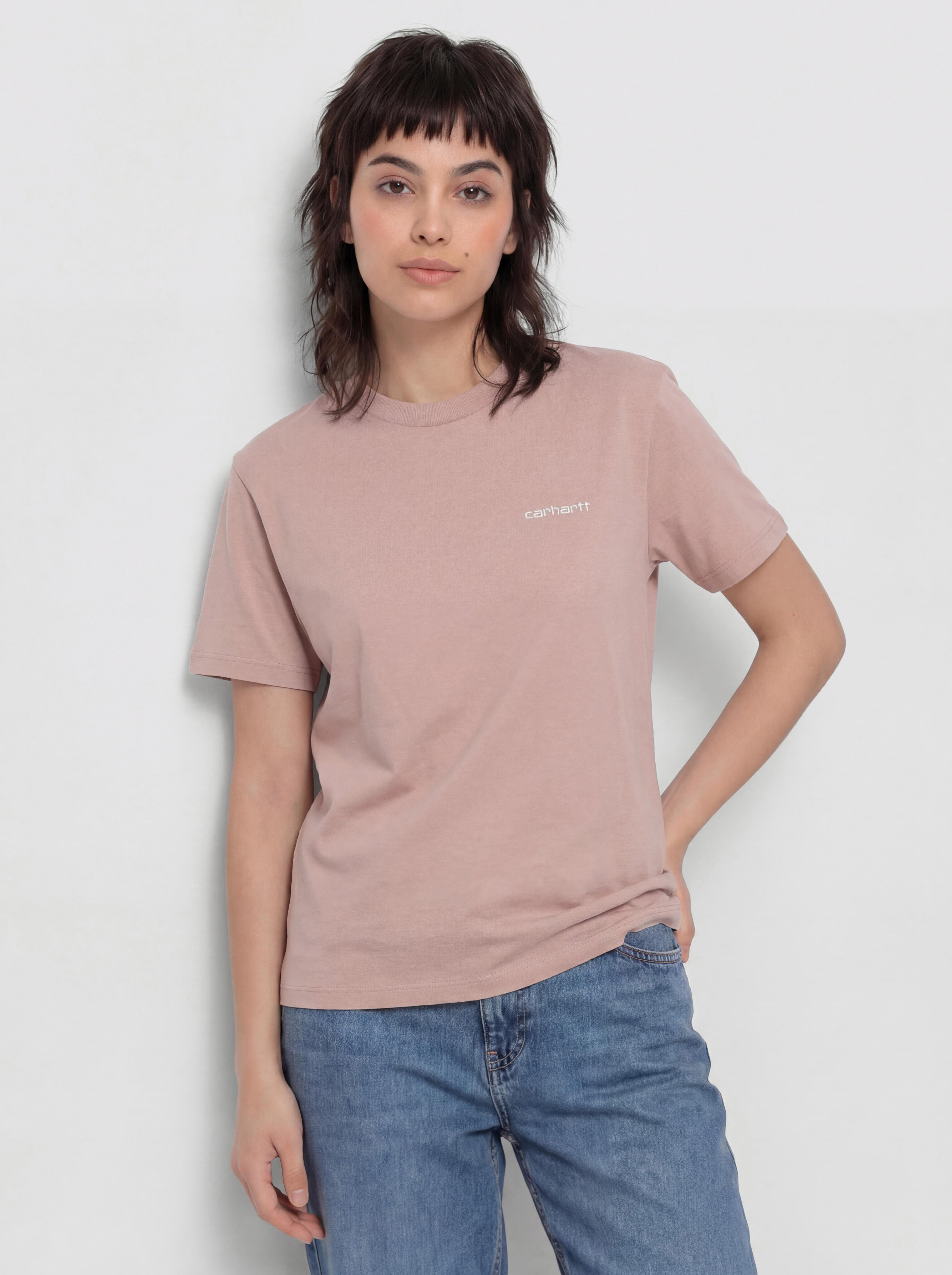 Tričko Carhartt WIP Script Embroidery Wmn (gentle pink/cinnerus)