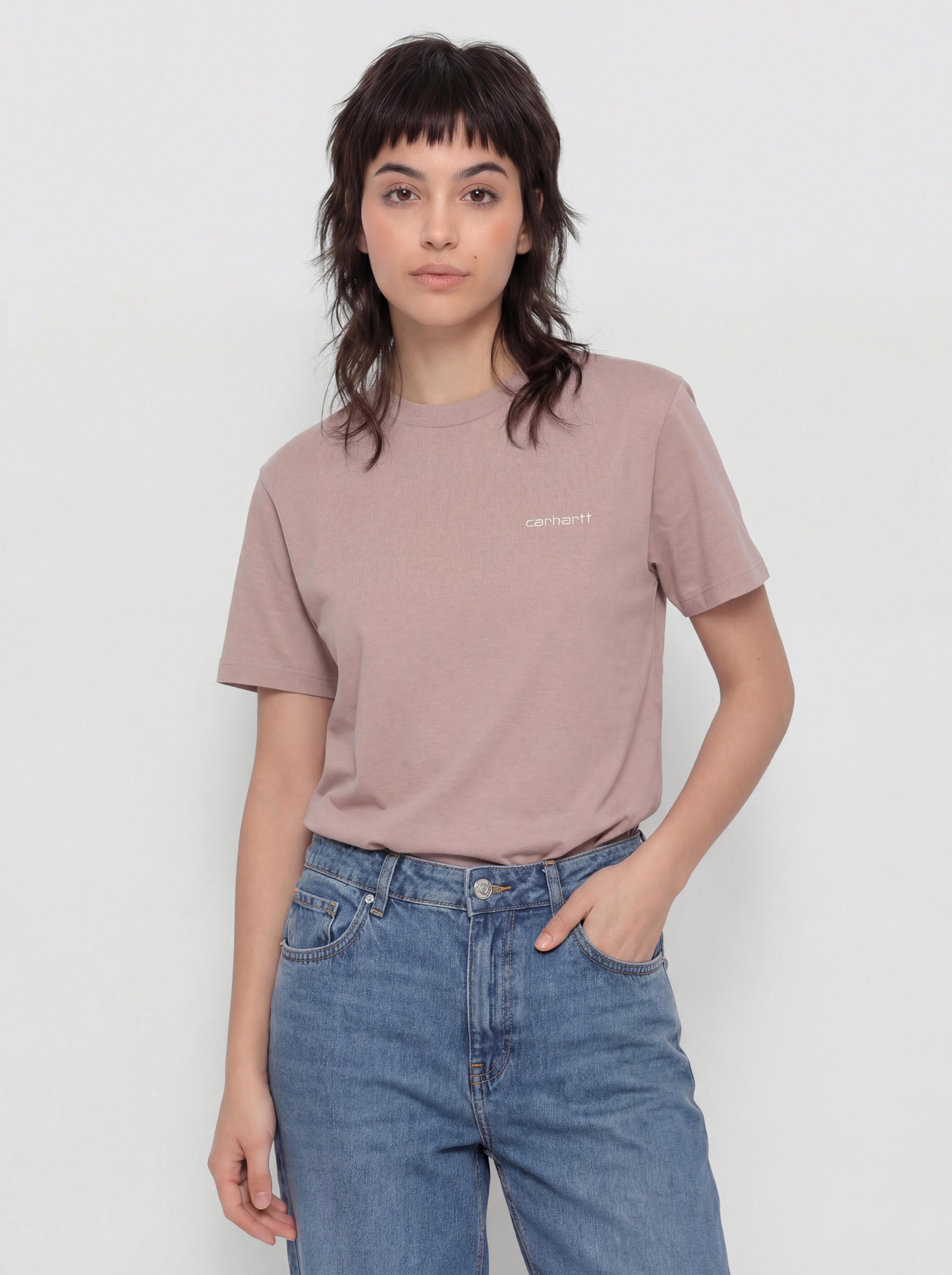 Tričko Carhartt WIP Script Embroidery Wmn (gentle pink/cinnerus)
