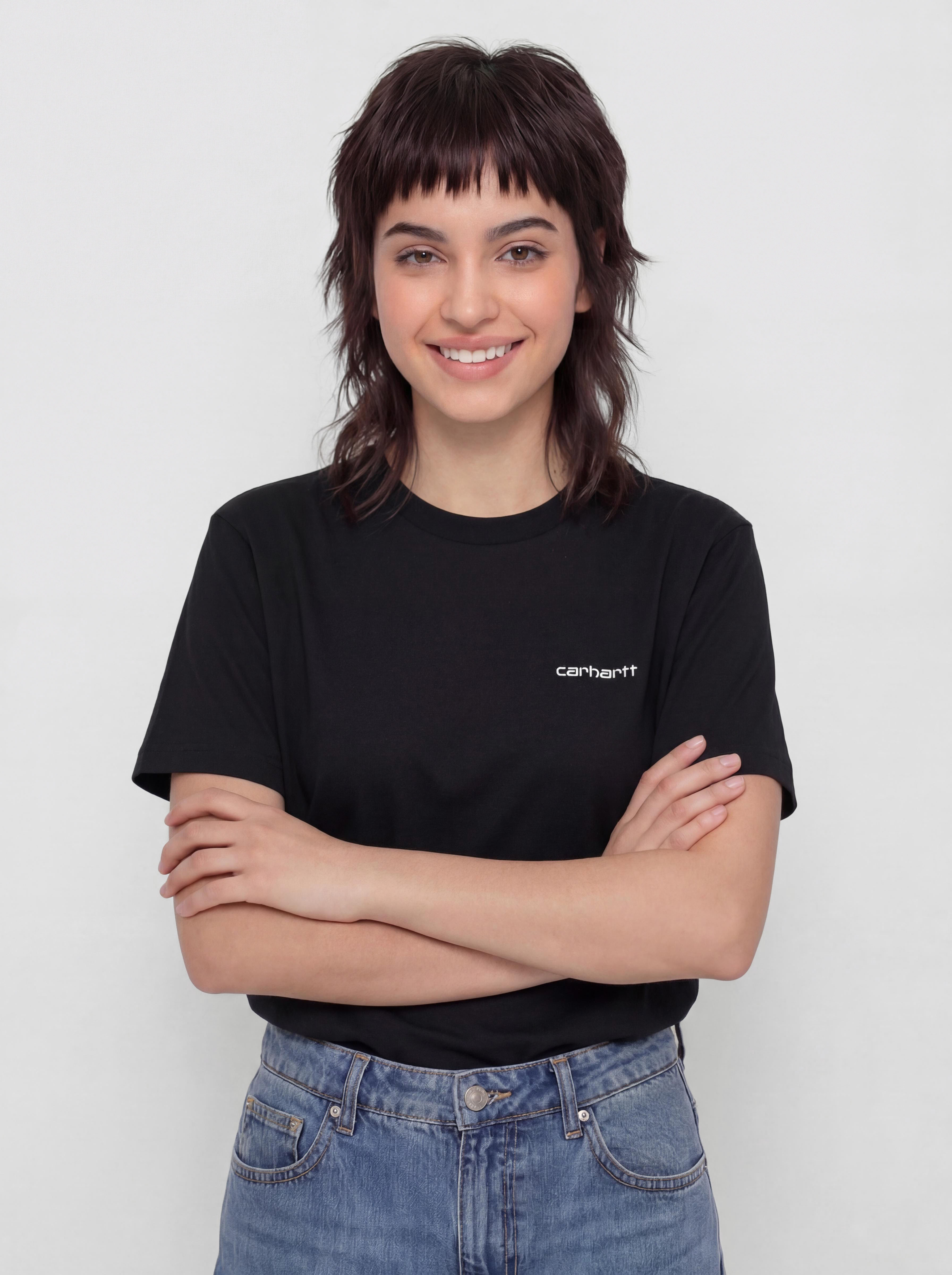 Tričko Carhartt WIP Script Embroidery Wmn (black/white)