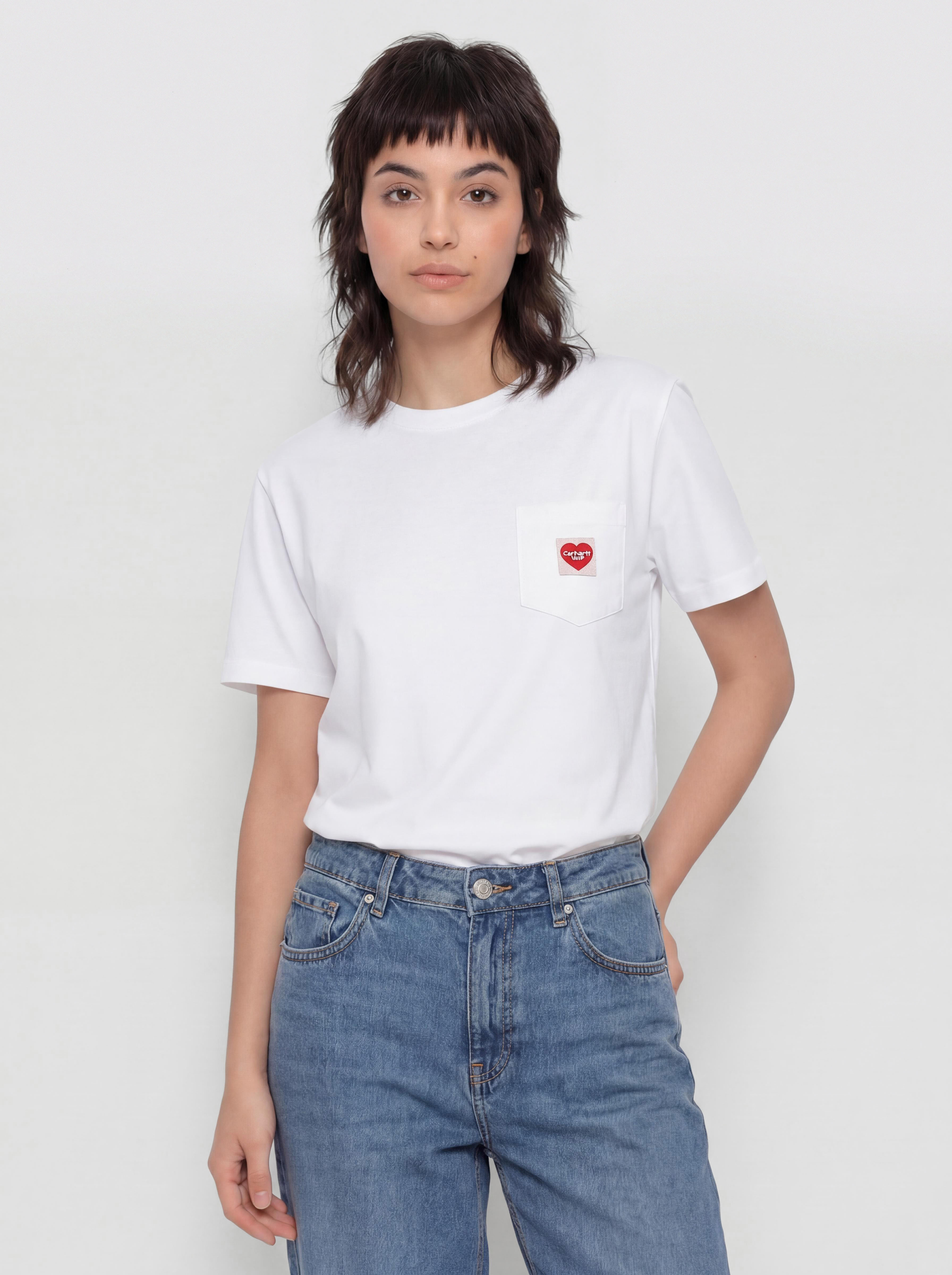Tričko Carhartt WIP Pocket Heart Wmn (white/red)