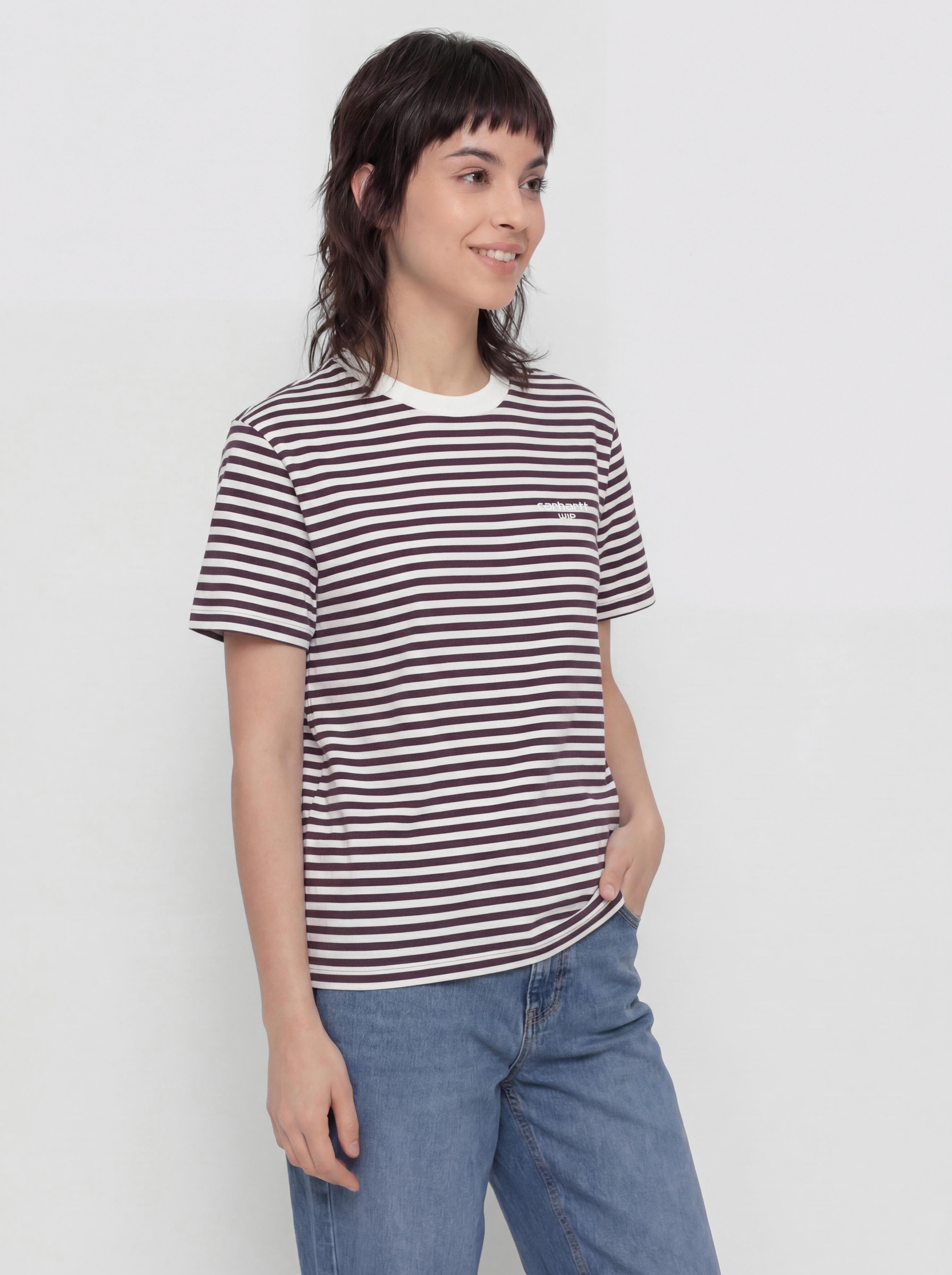 Tričko Carhartt WIP Ezra Wmn (ezra stripe/cozy purple/wax)
