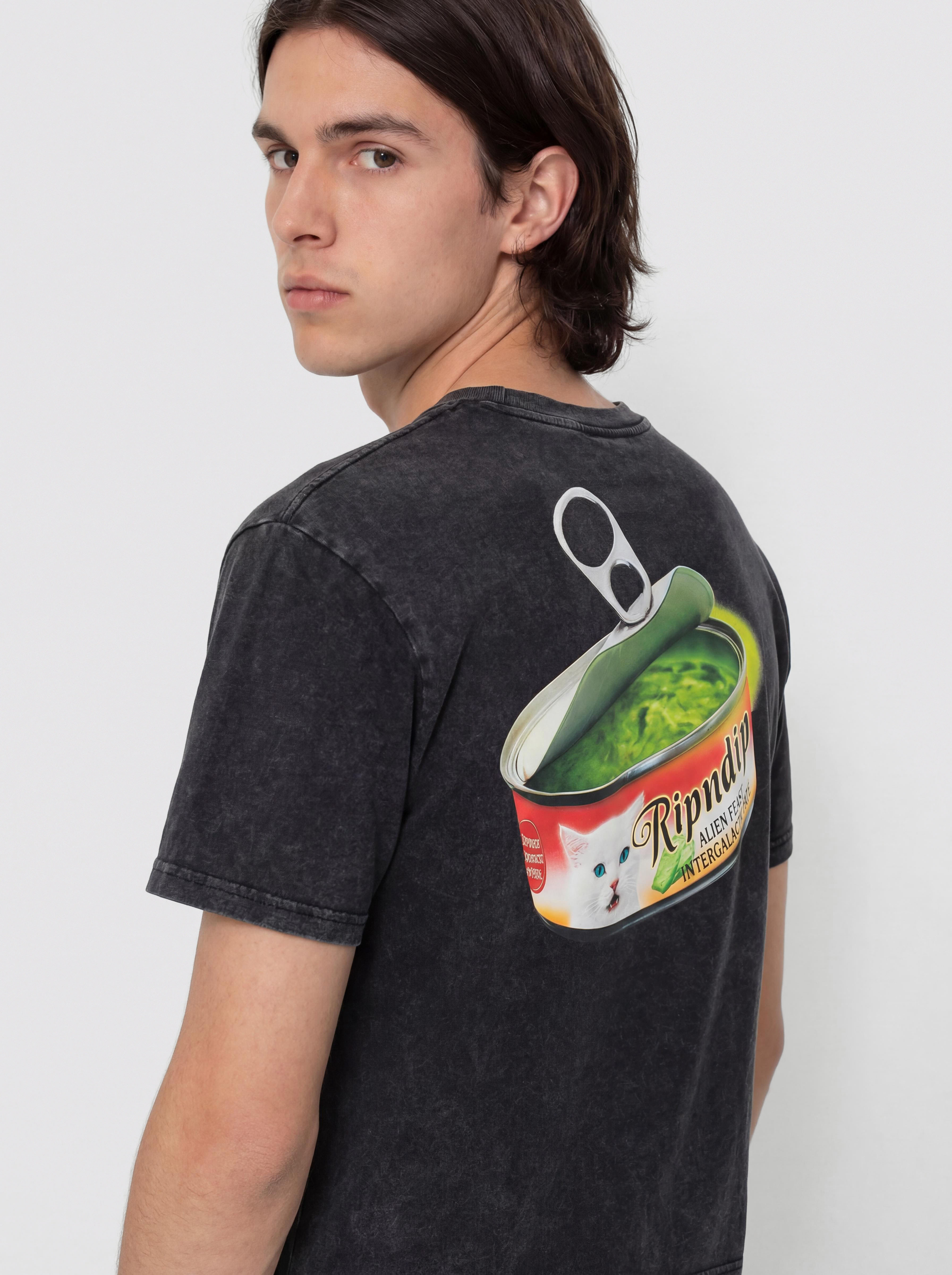 Tričko RipNDip Gourmet Cat Food (black vintage wash)