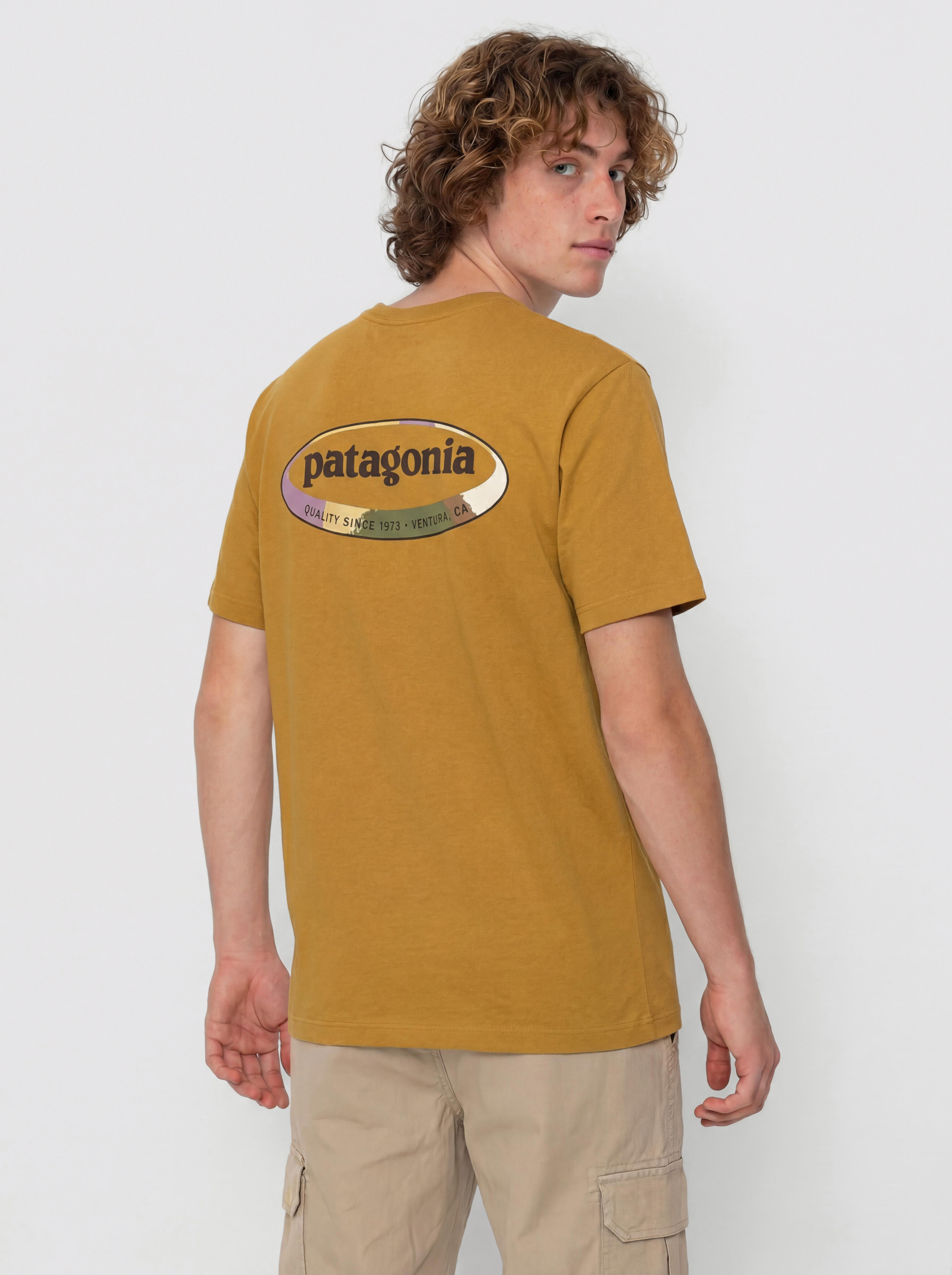 Tričko Patagonia 95 Oval Logo (bobcat brown/sunshine)