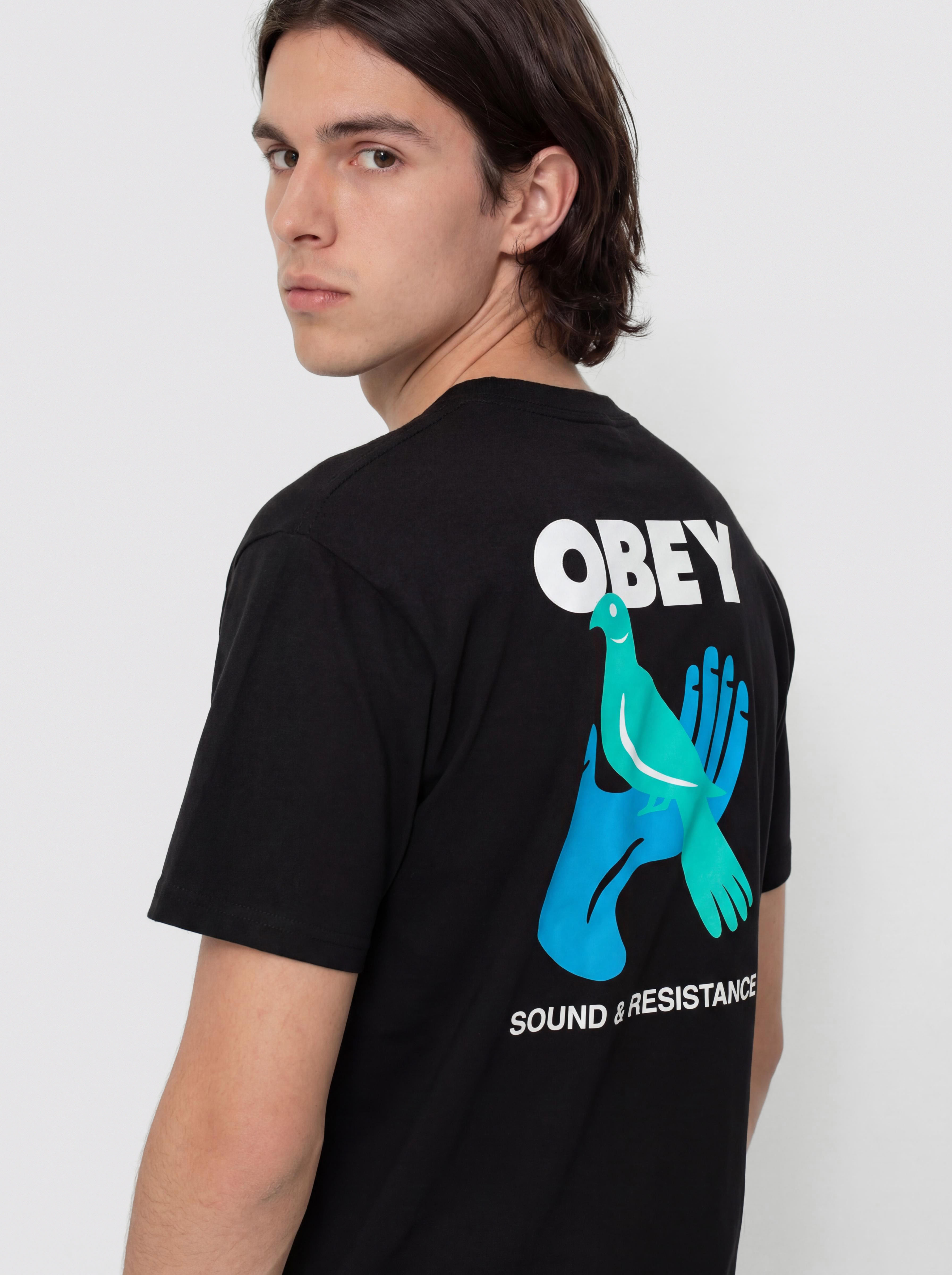 Tričko OBEY Obey Sound & Resistance Bird (black)