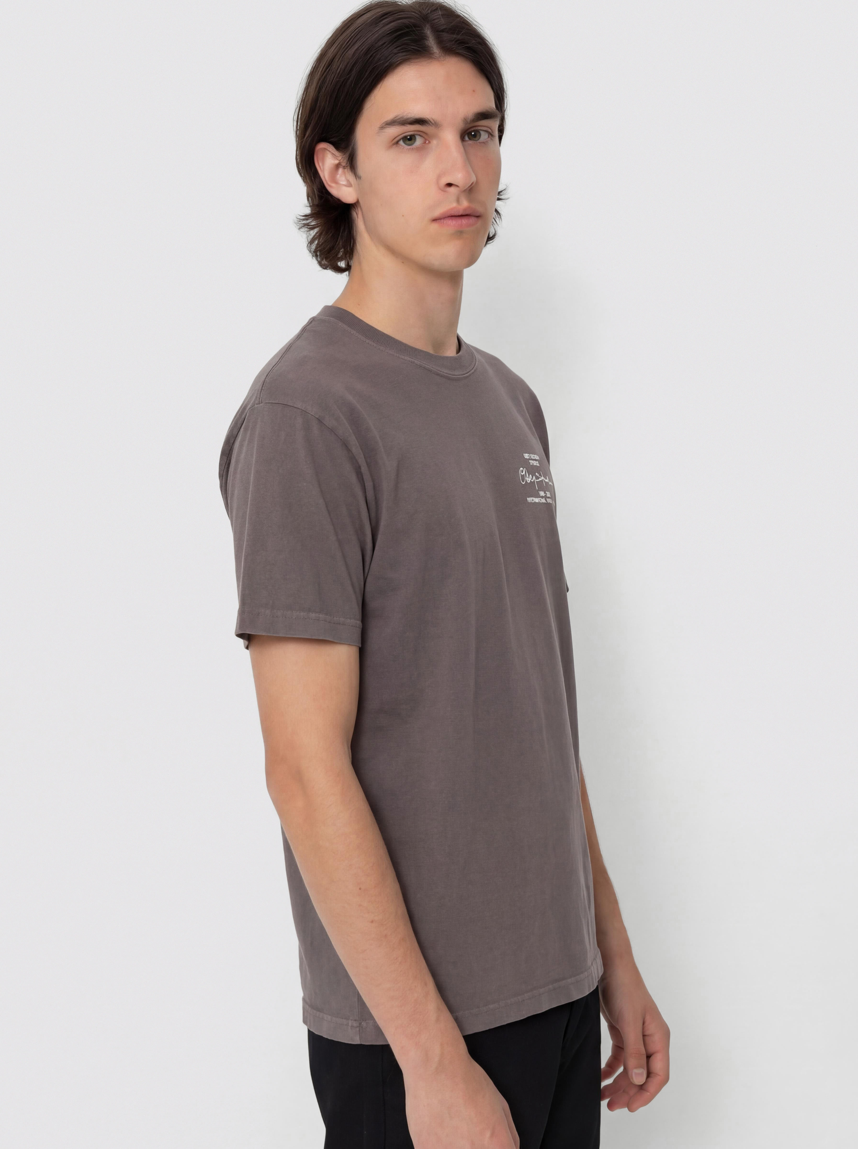 Tričko OBEY Institute (pigment dusty black)