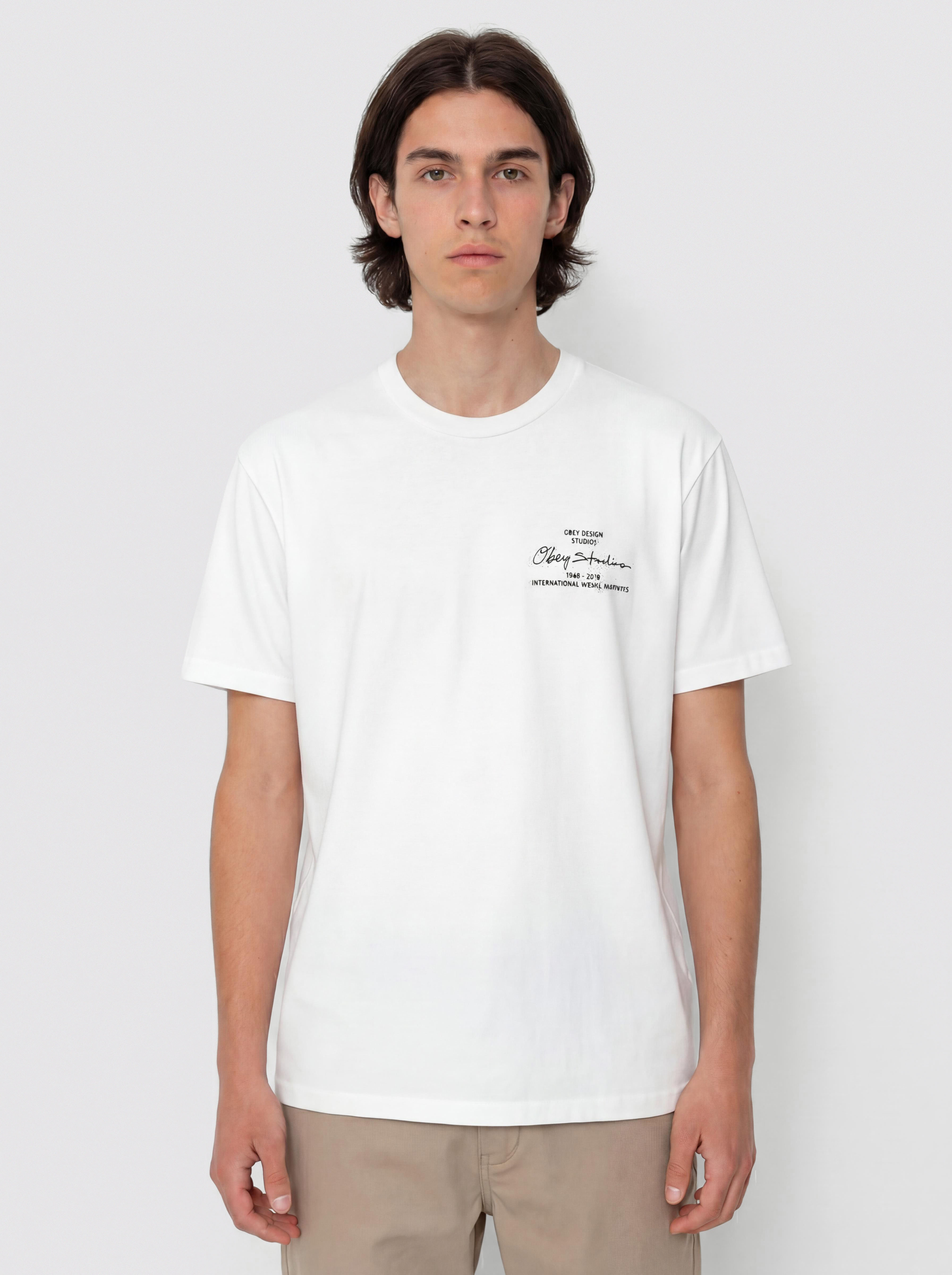 Tričko OBEY Institute (pigment vintage white)