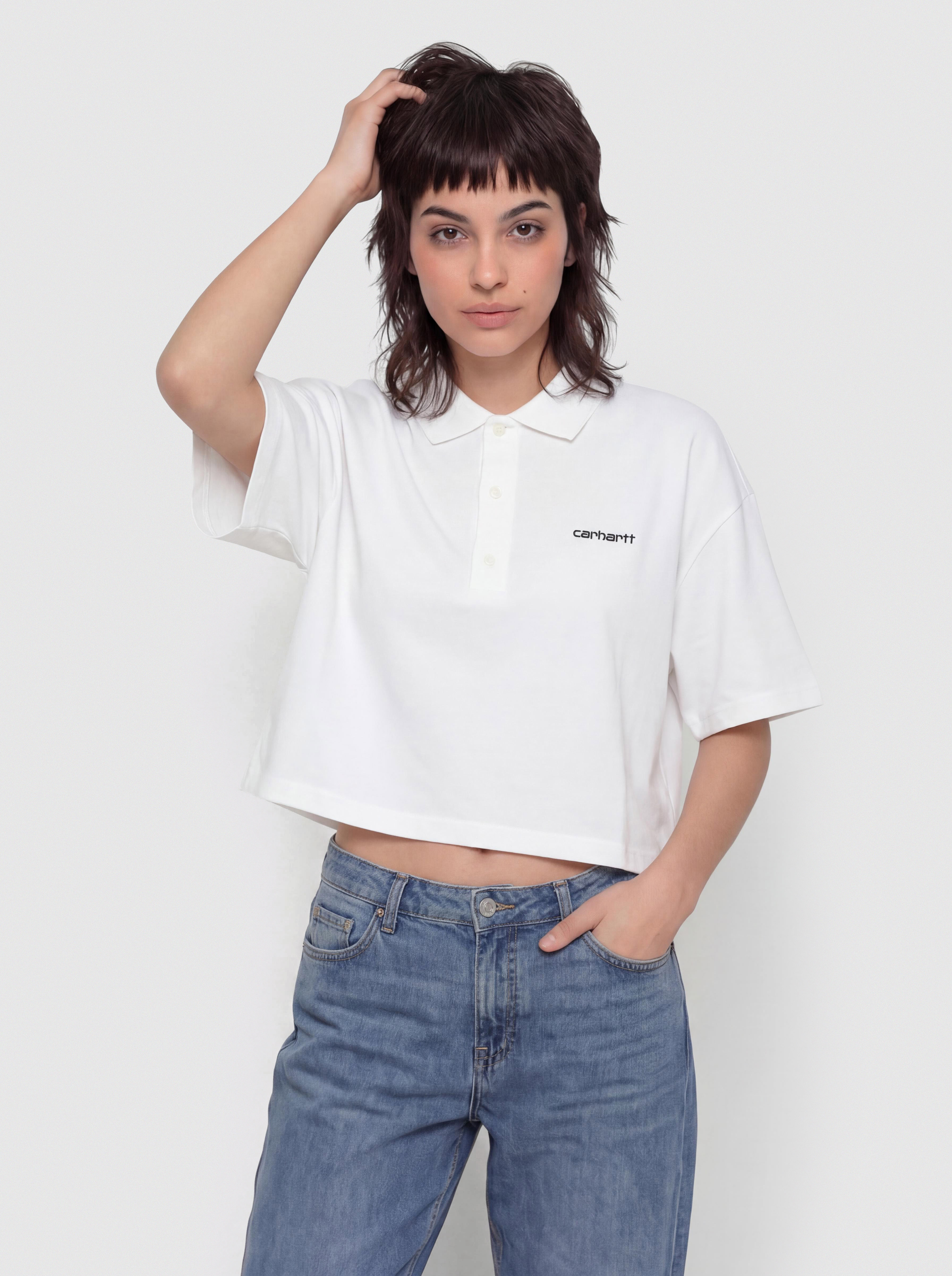 Tričko Carhartt WIP Script Polo Wmn (white/black)