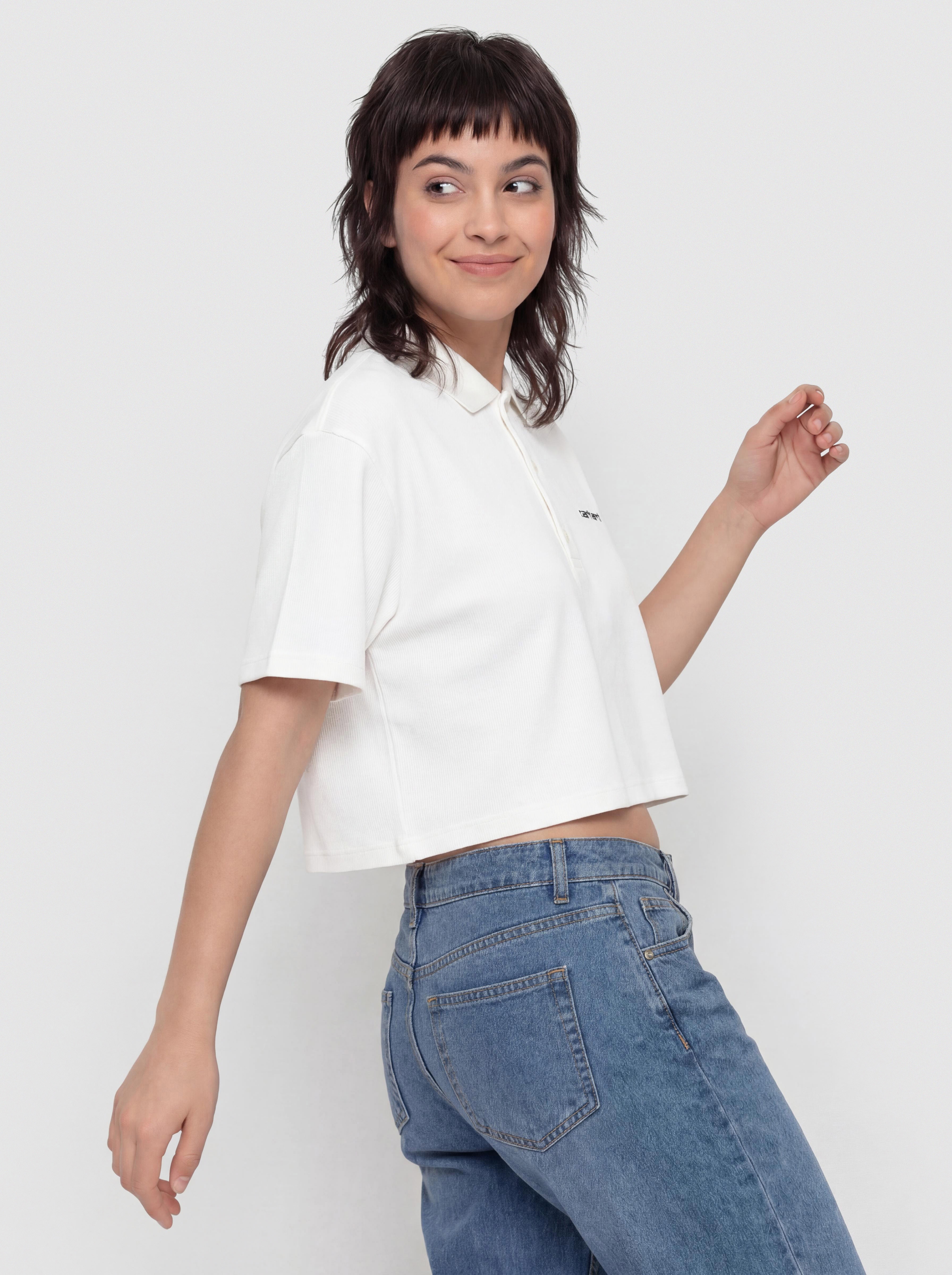 Tričko Carhartt WIP Script Polo Wmn (white/black)