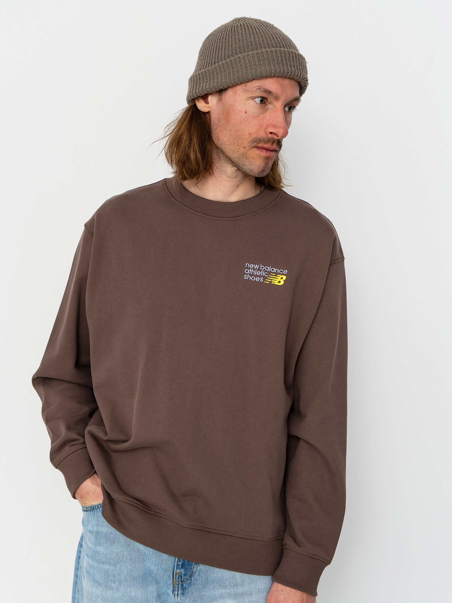 Mikina New Balance Athletics Premium Logo Crew (cortado)