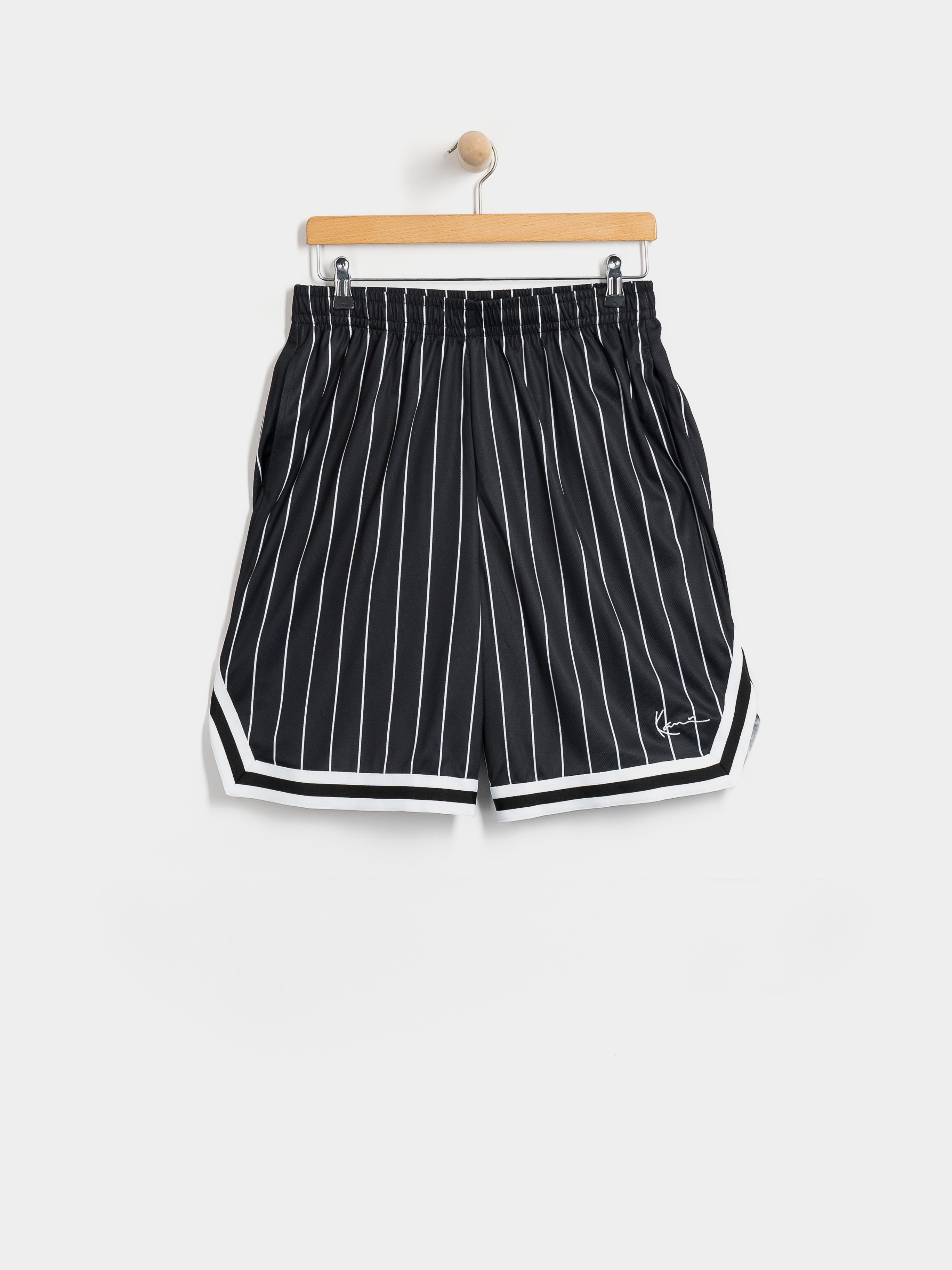Kraťasy Karl Kani Small Signature Pinstripe Mesh (black/white)