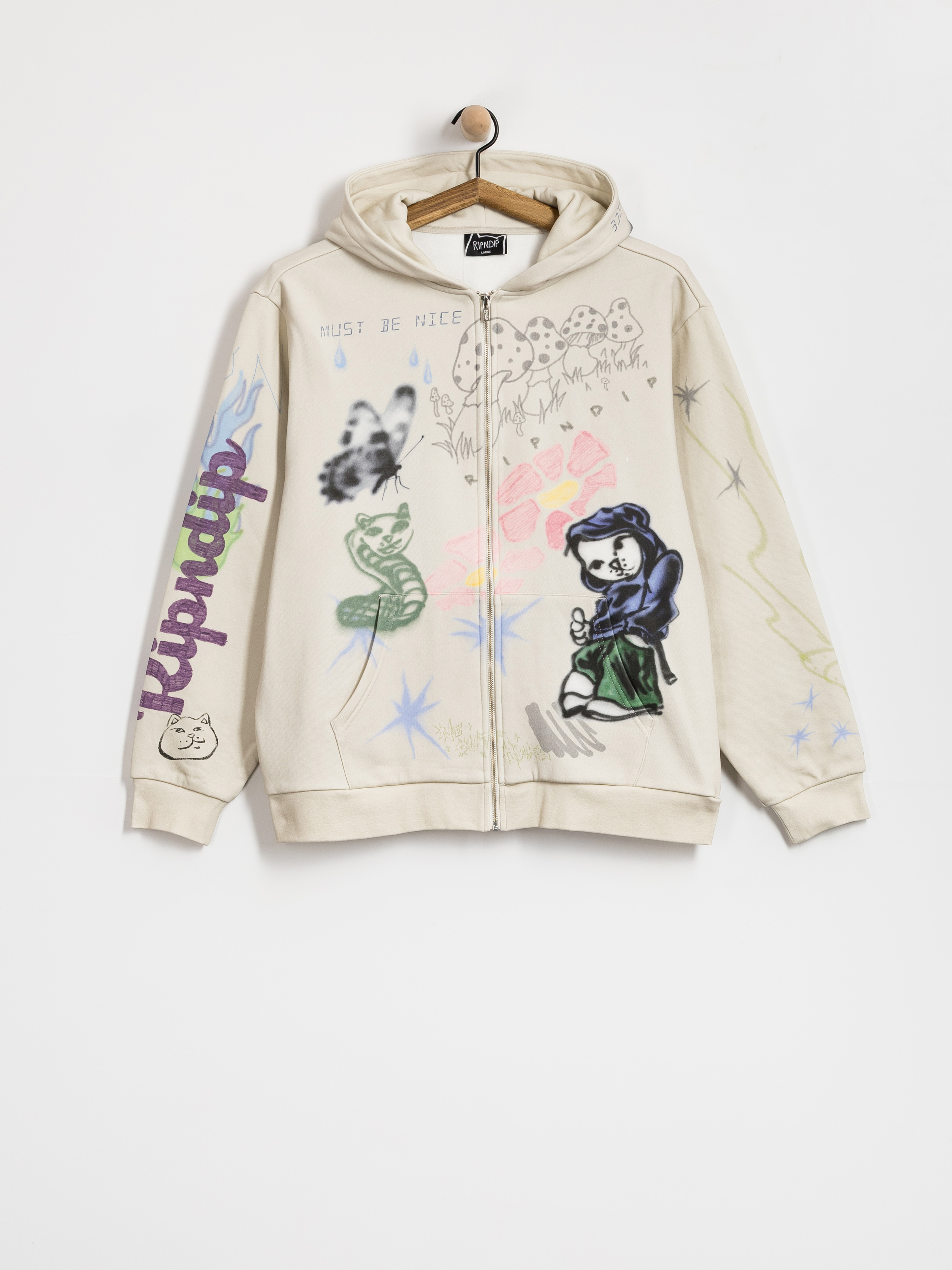 Mikina s kapucňou RipNDip Goosebumps ZHD (bone)