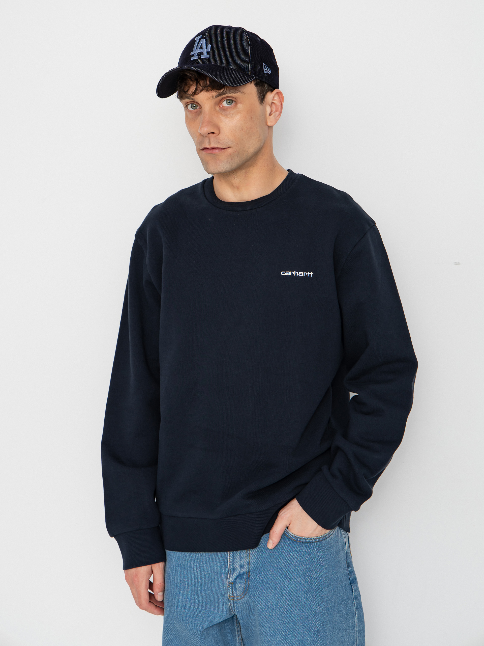 Mikina Carhartt WIP Script Embroidery (deep night/white)