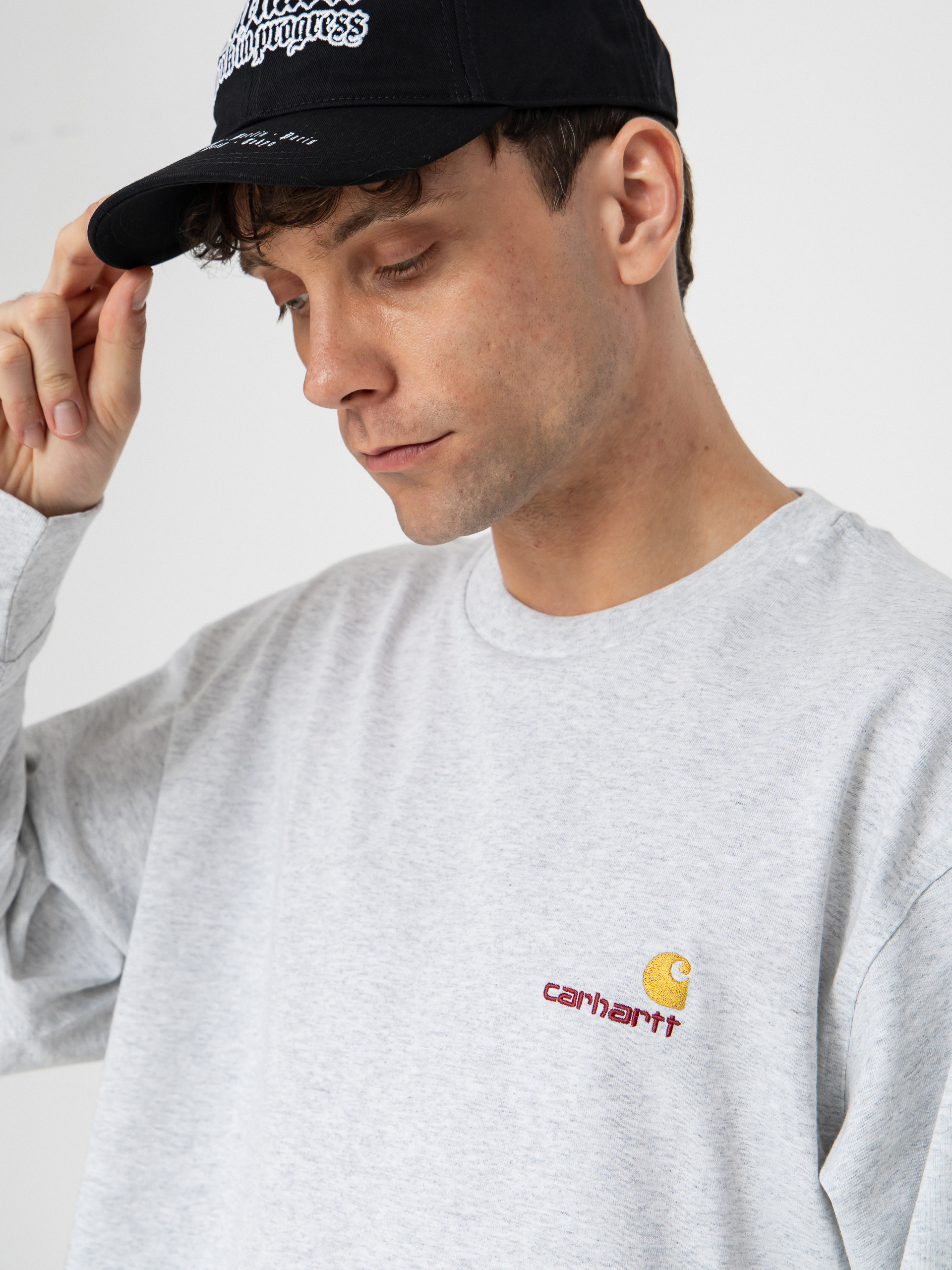 Triko Carhartt WIP American Script (ash heather)
