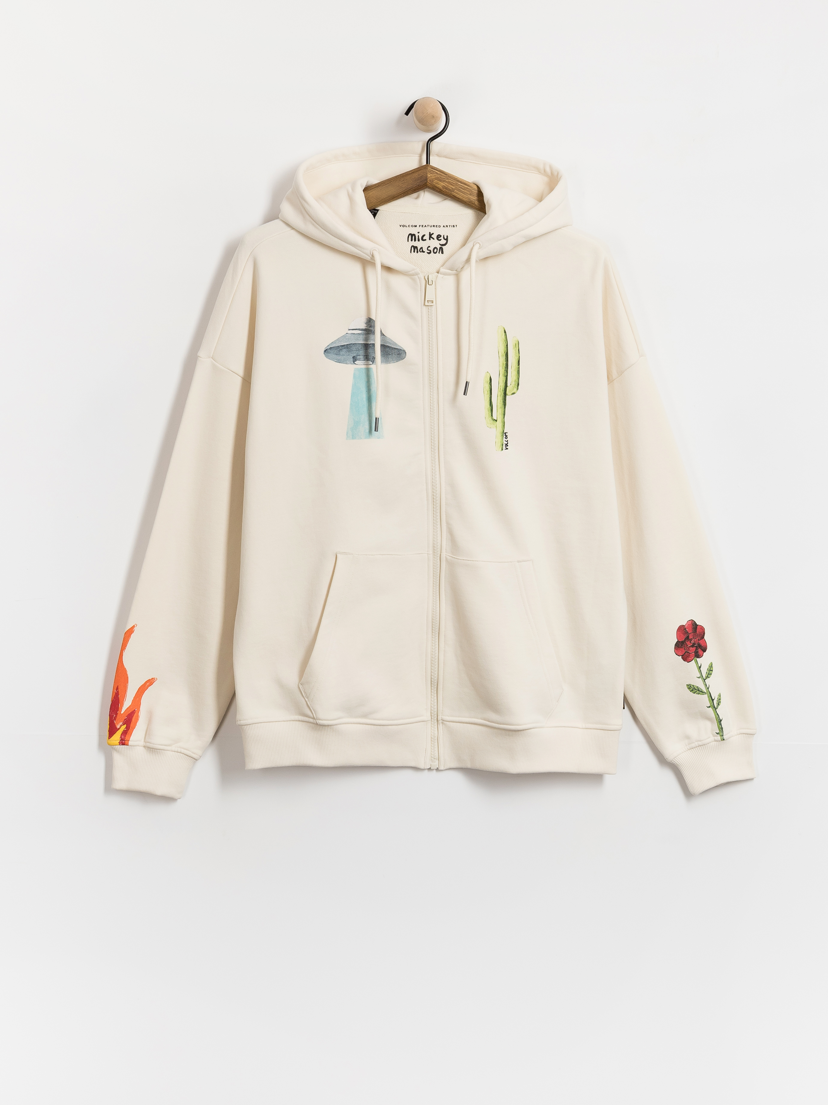 Mikina s kapucňou Volcom Fa Mickey Mason ZHD Wmn (off white)