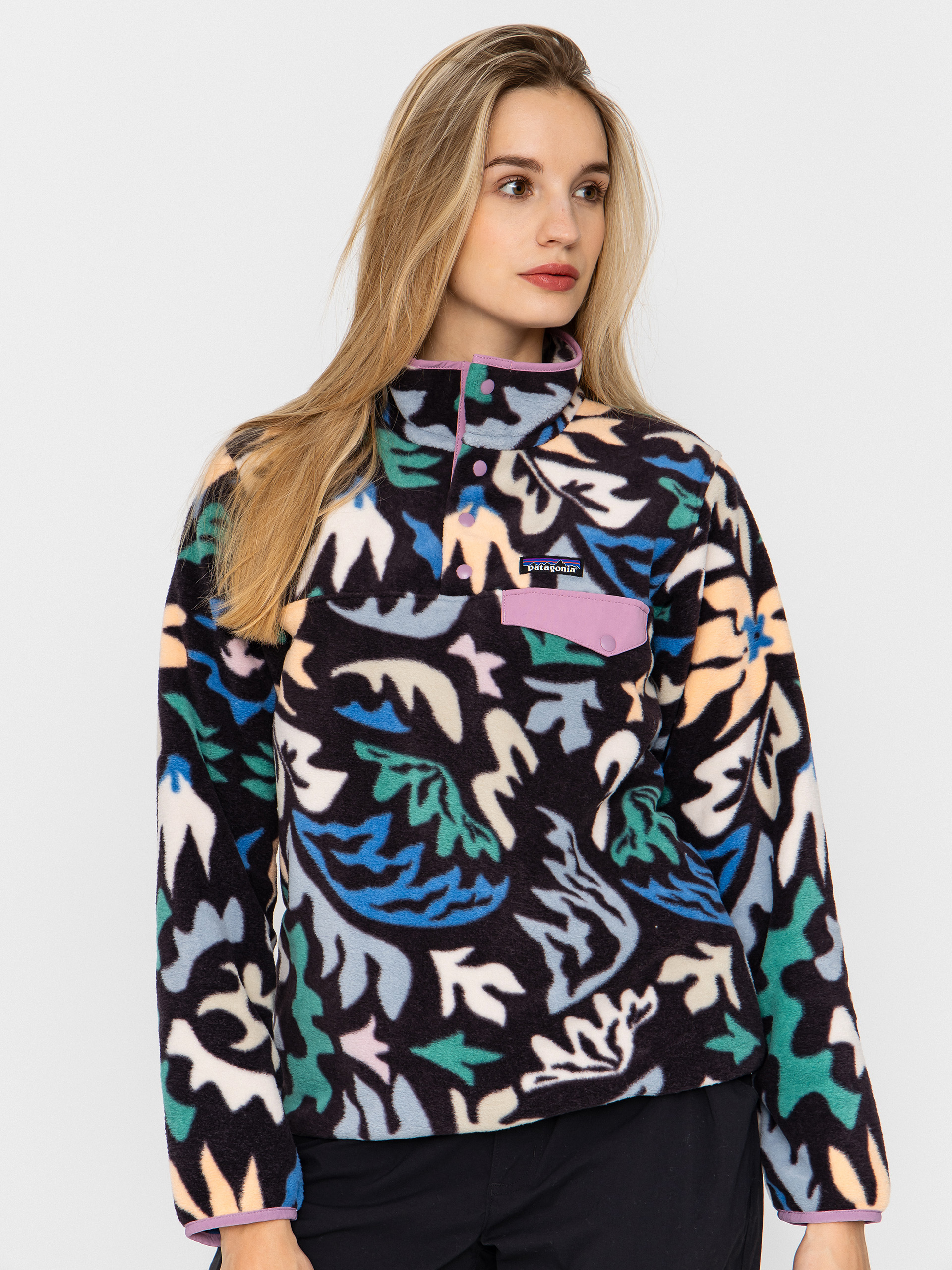 Flísová mikina Patagonia Lightweight Synchilla Snap T Wmn (kaleido/black)