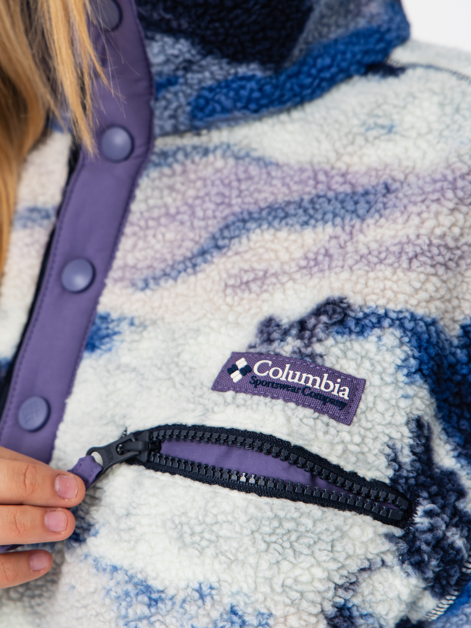 Dámsky Flísová mikina Columbia Helvetia II Printed Cropped Half Snap (nocturnal/dreaming)