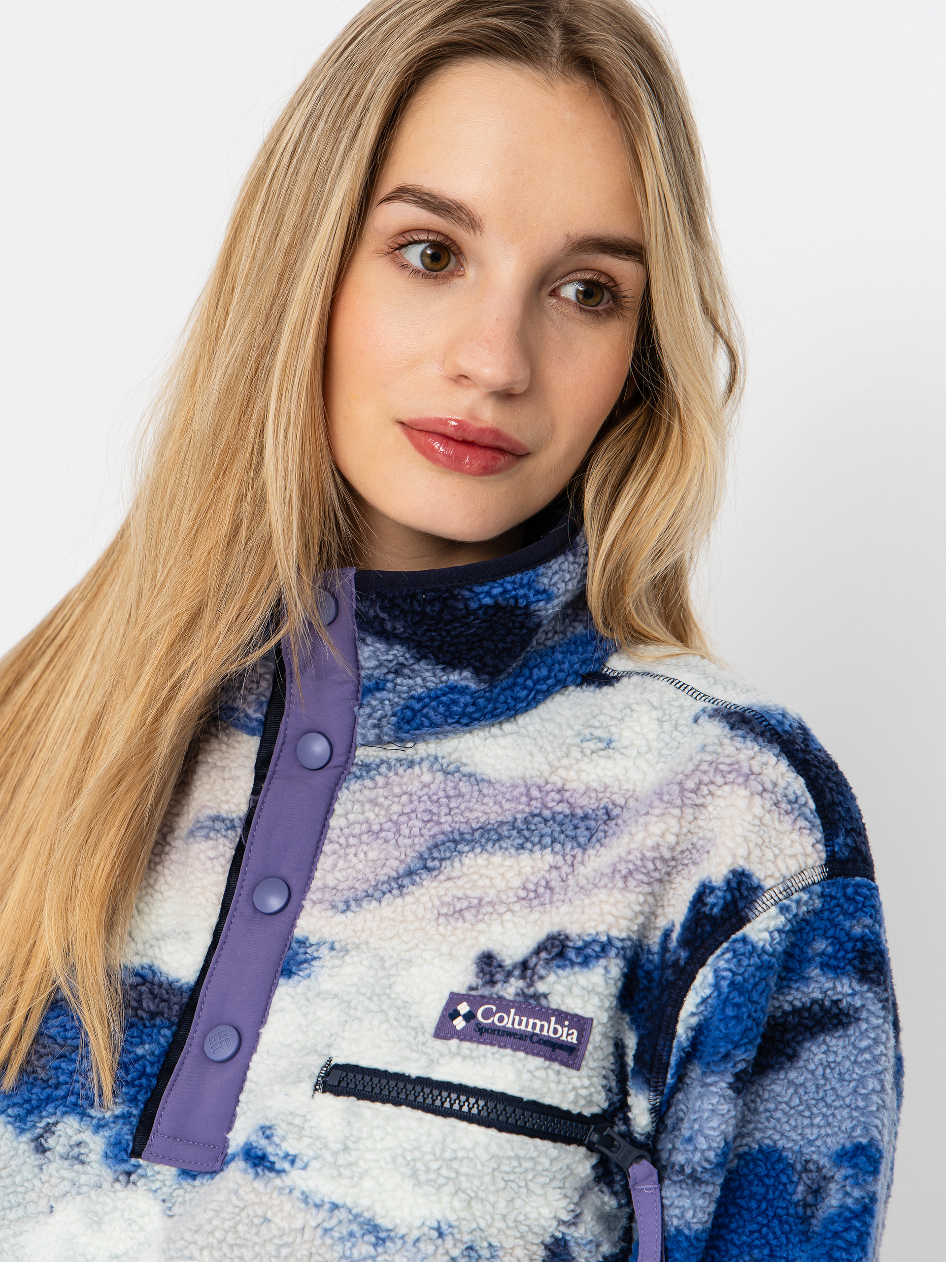 Dámsky Flísová mikina Columbia Helvetia II Printed Cropped Half Snap (nocturnal/dreaming)