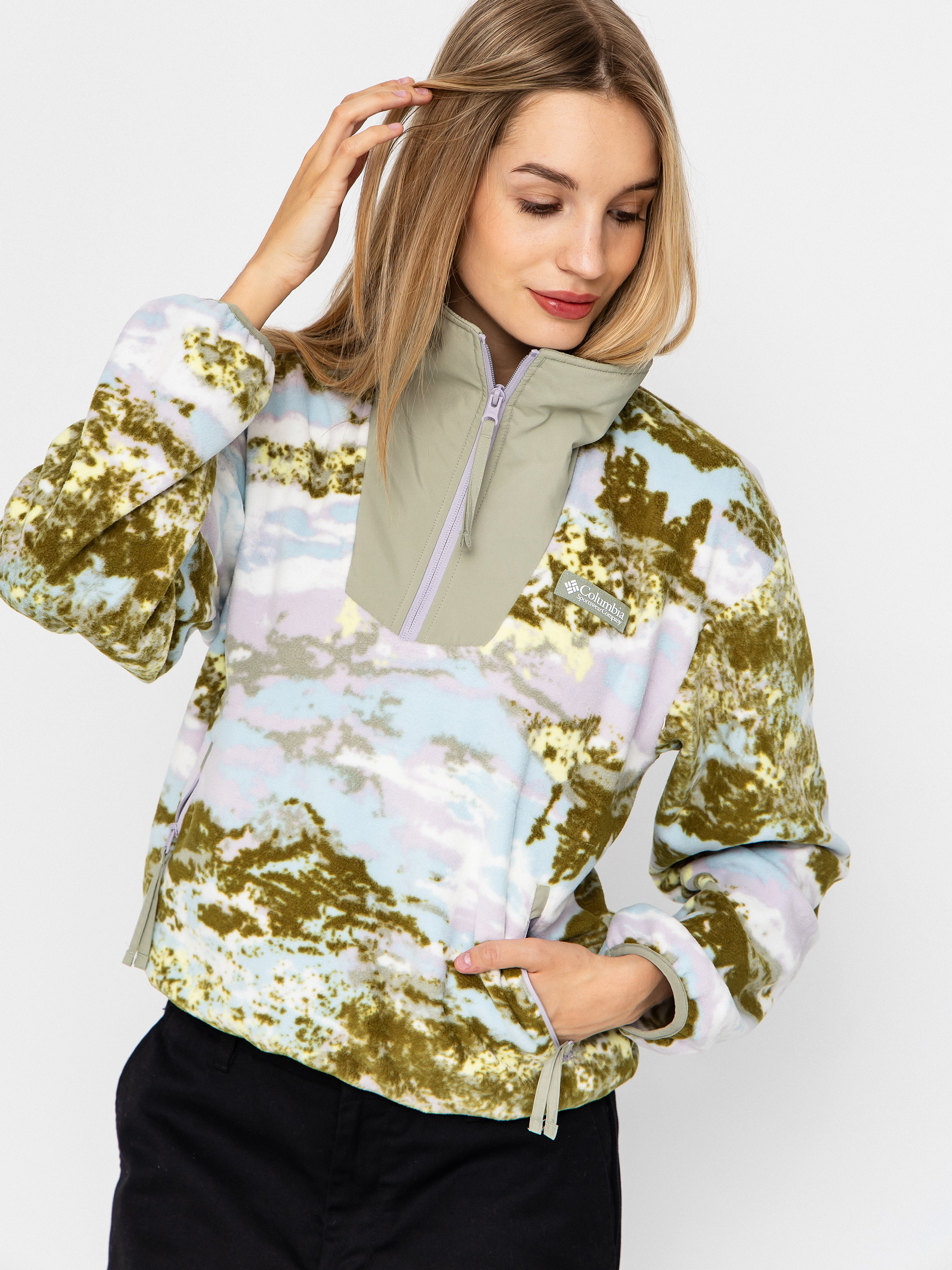 Dámsky Flísová mikina Columbia Sequoia Grove Printed Half Zip (citron haze/fieldaze)