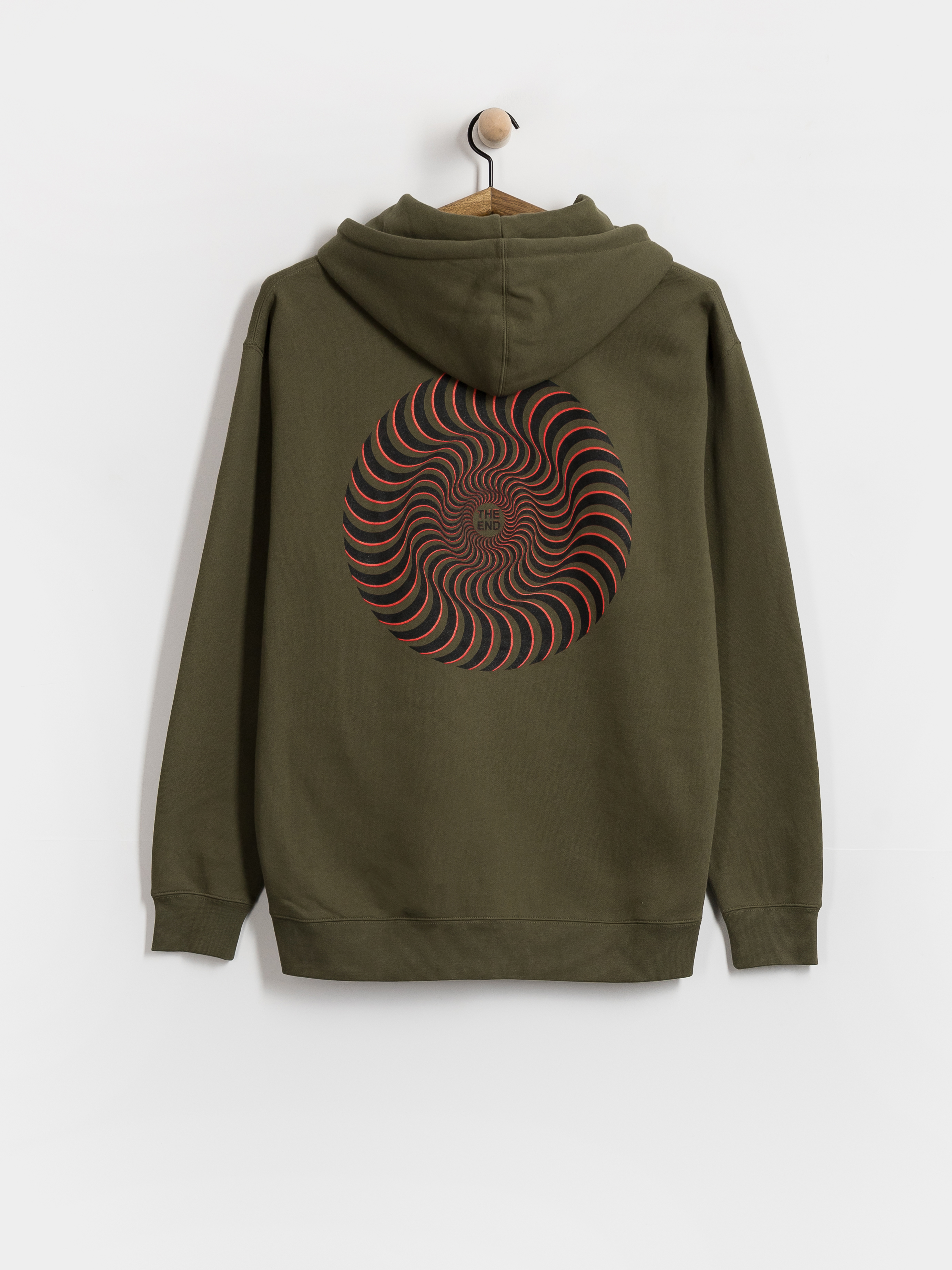 Mikina s kapucu0148ou Spitfire Classic Swirl Overlay ZHD (army w/black red prints)