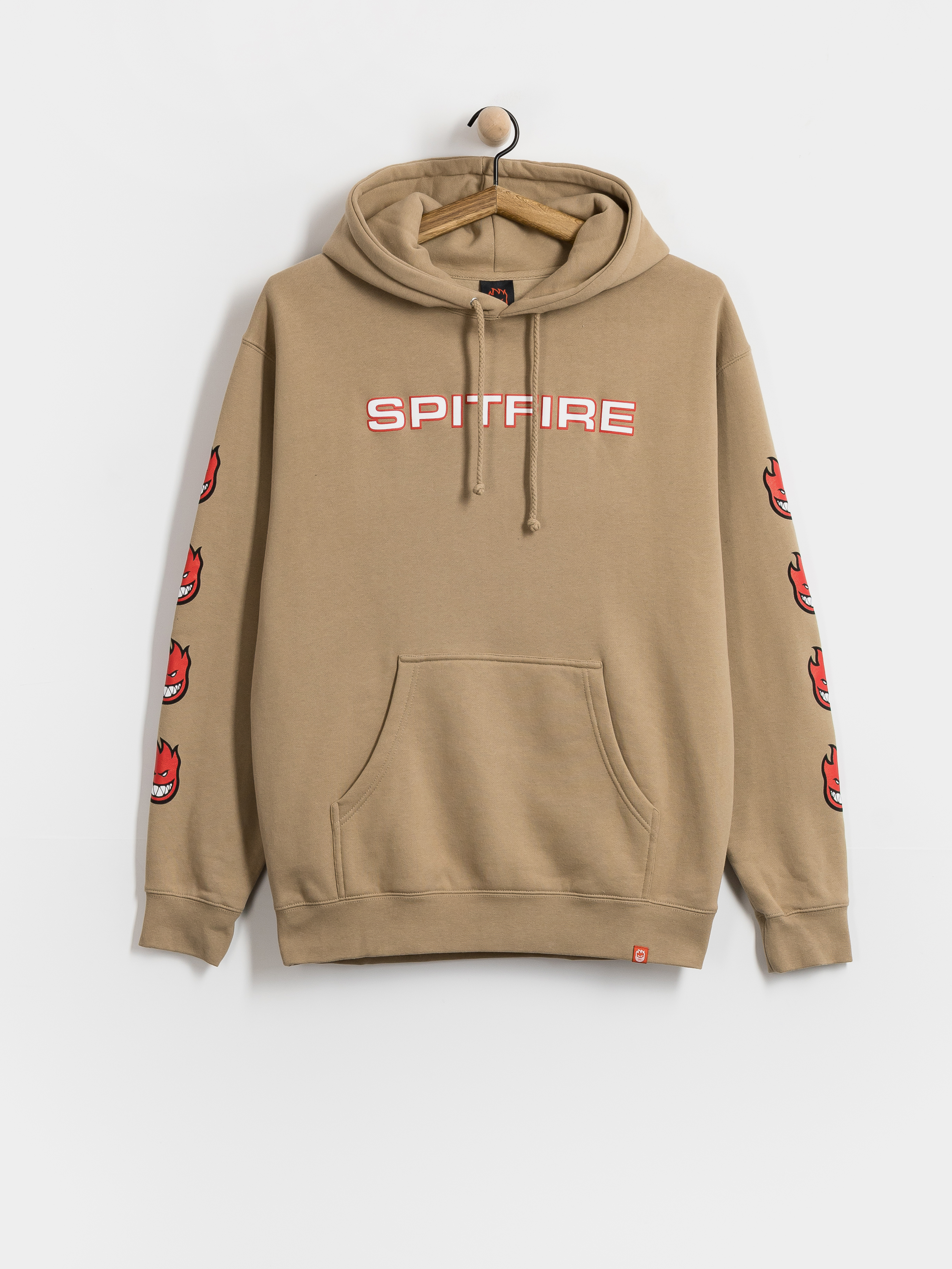 Mikina s kapucu0148ou Spitfire Classic 87 Bighead Fill Sleeve HD (sandstone w/red white black prints)
