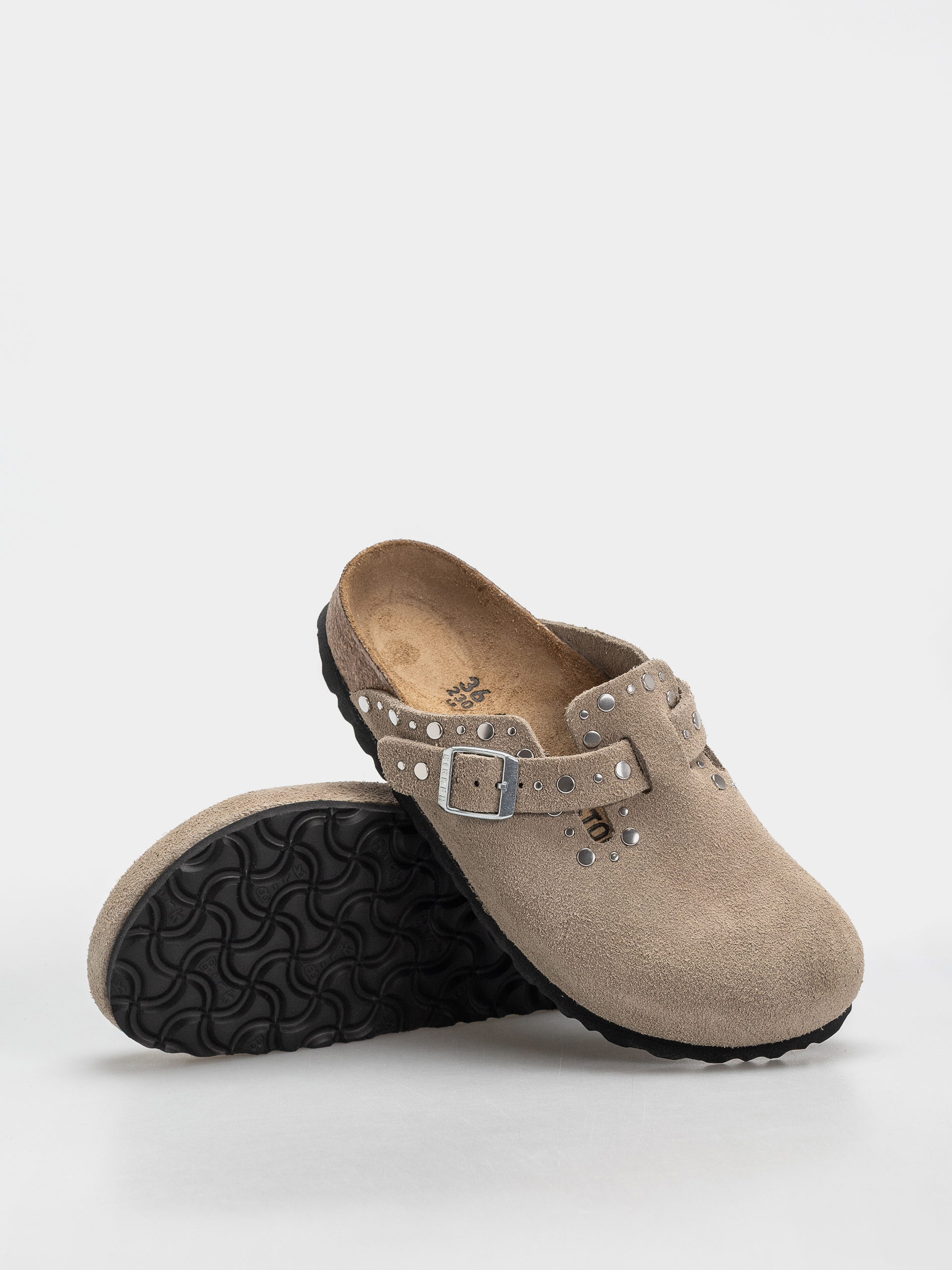 Šľapky Birkenstock Boston Rivets Suede Leather Narrow Wmn (taupe)