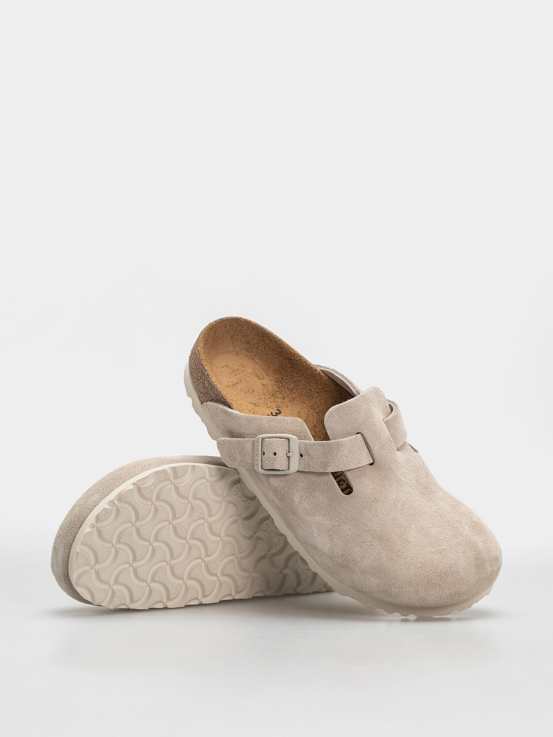 Šľapky Birkenstock Boston Suede Leather Narrow (oyster)