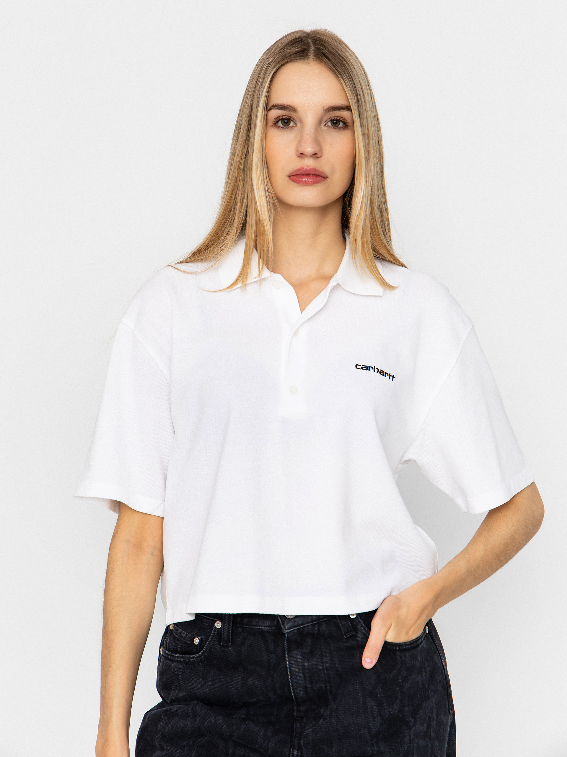 Tričko Carhartt WIP Script Polo Wmn (white/black)