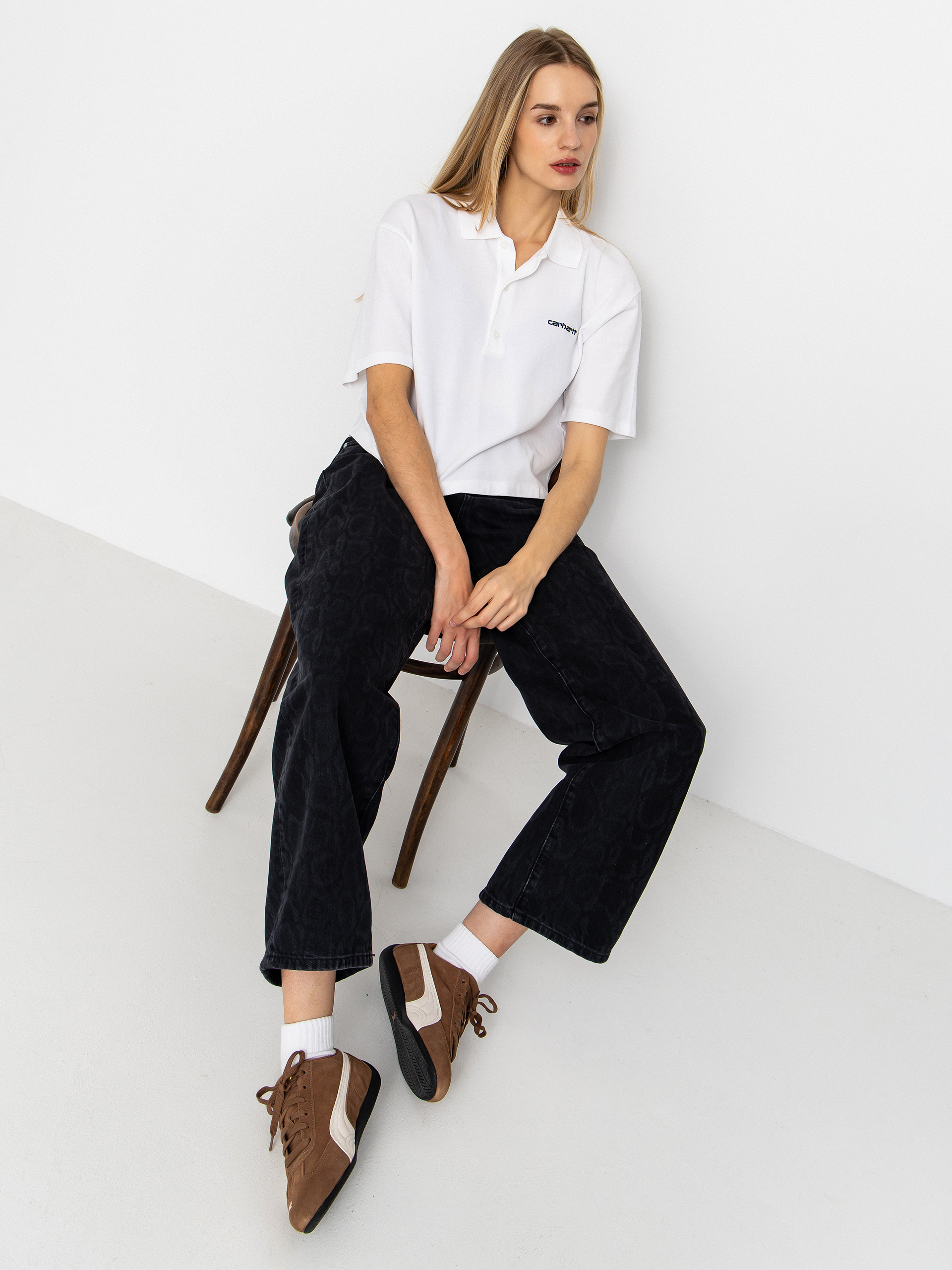 Tričko Carhartt WIP Script Polo Wmn (white/black)