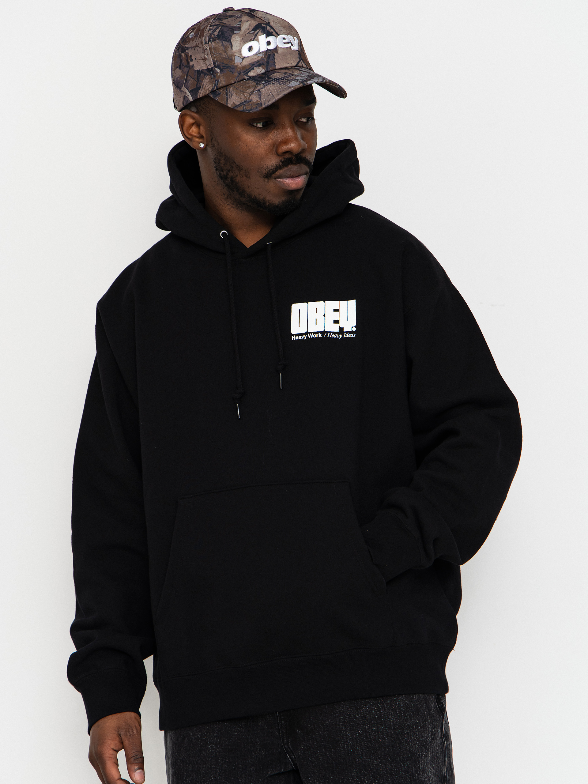 Mikina s kapucňou OBEY Heavy Ideas HD (black)