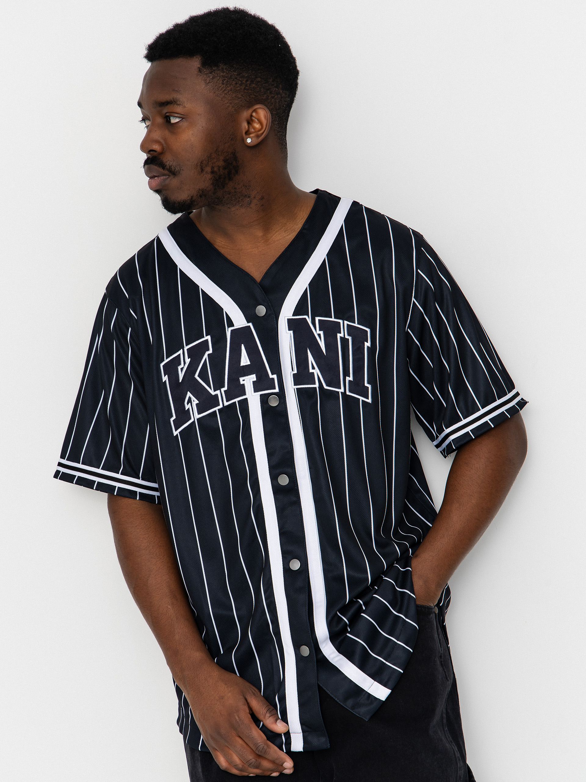 Košeľa Karl Kani Serif Pinstripe Baseball