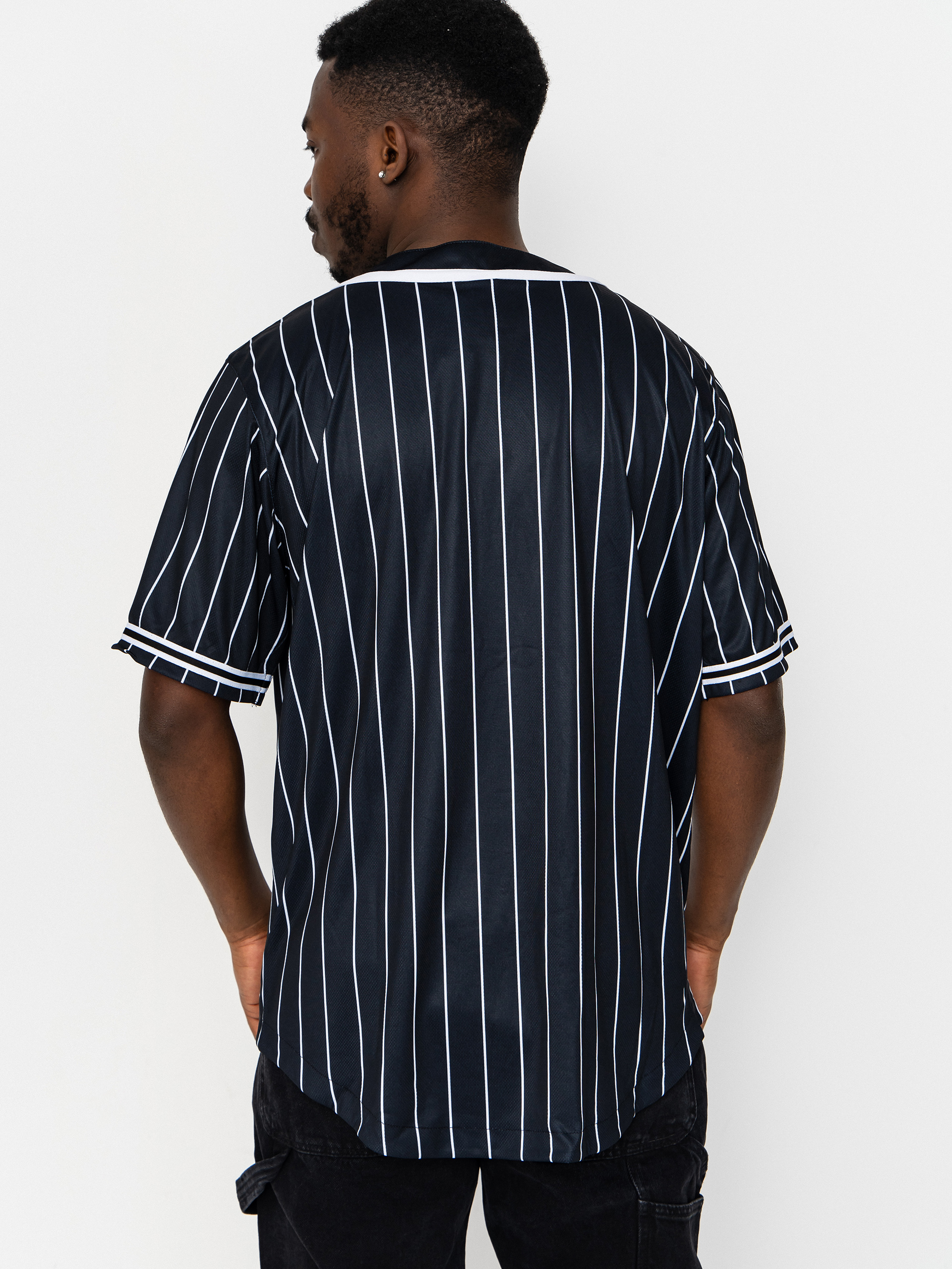 Košeľa Karl Kani Serif Pinstripe Baseball (black/white)