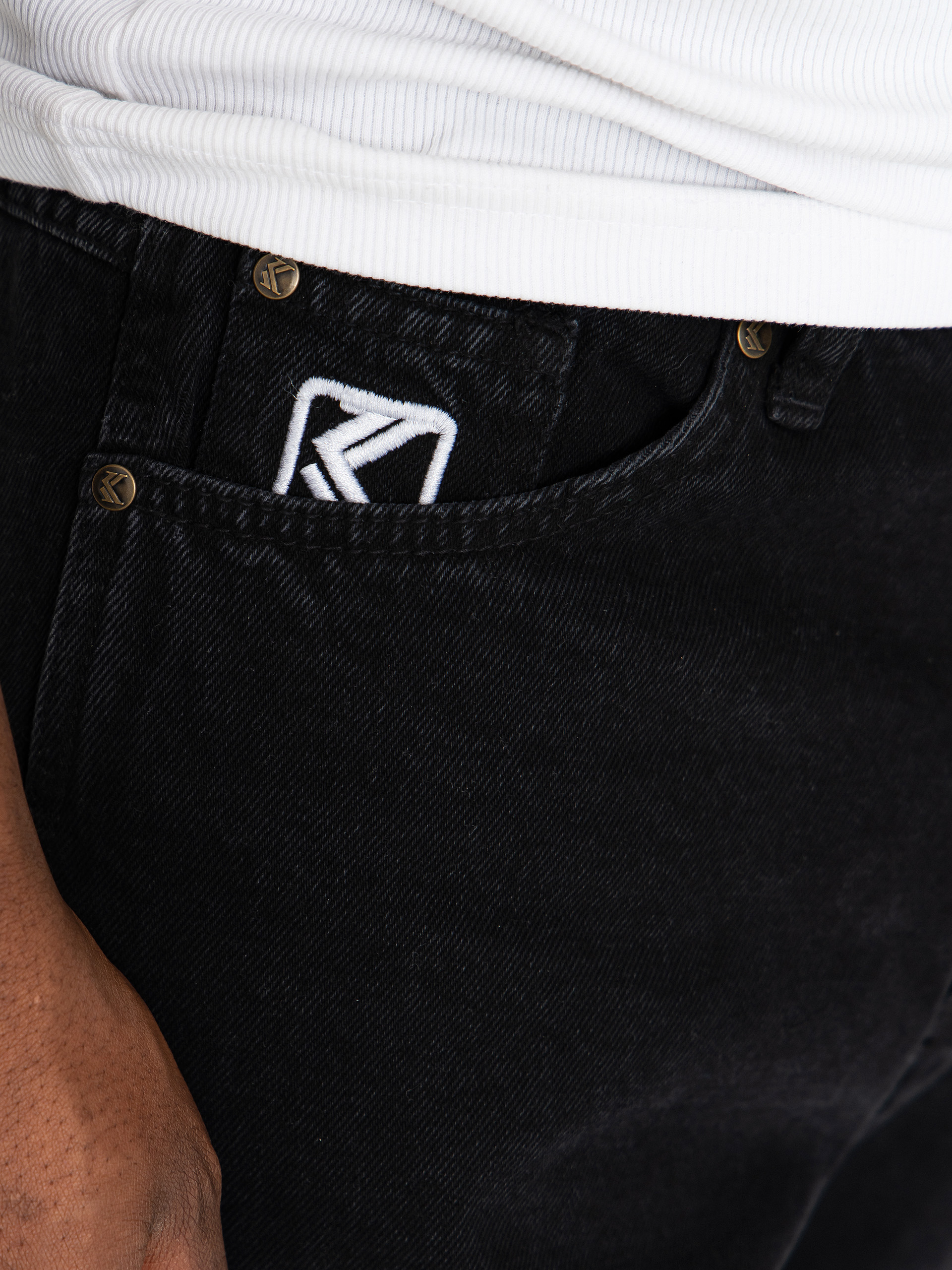 Nohavice Karl Kani Retro Tapered Workwear Denim (vintage black)