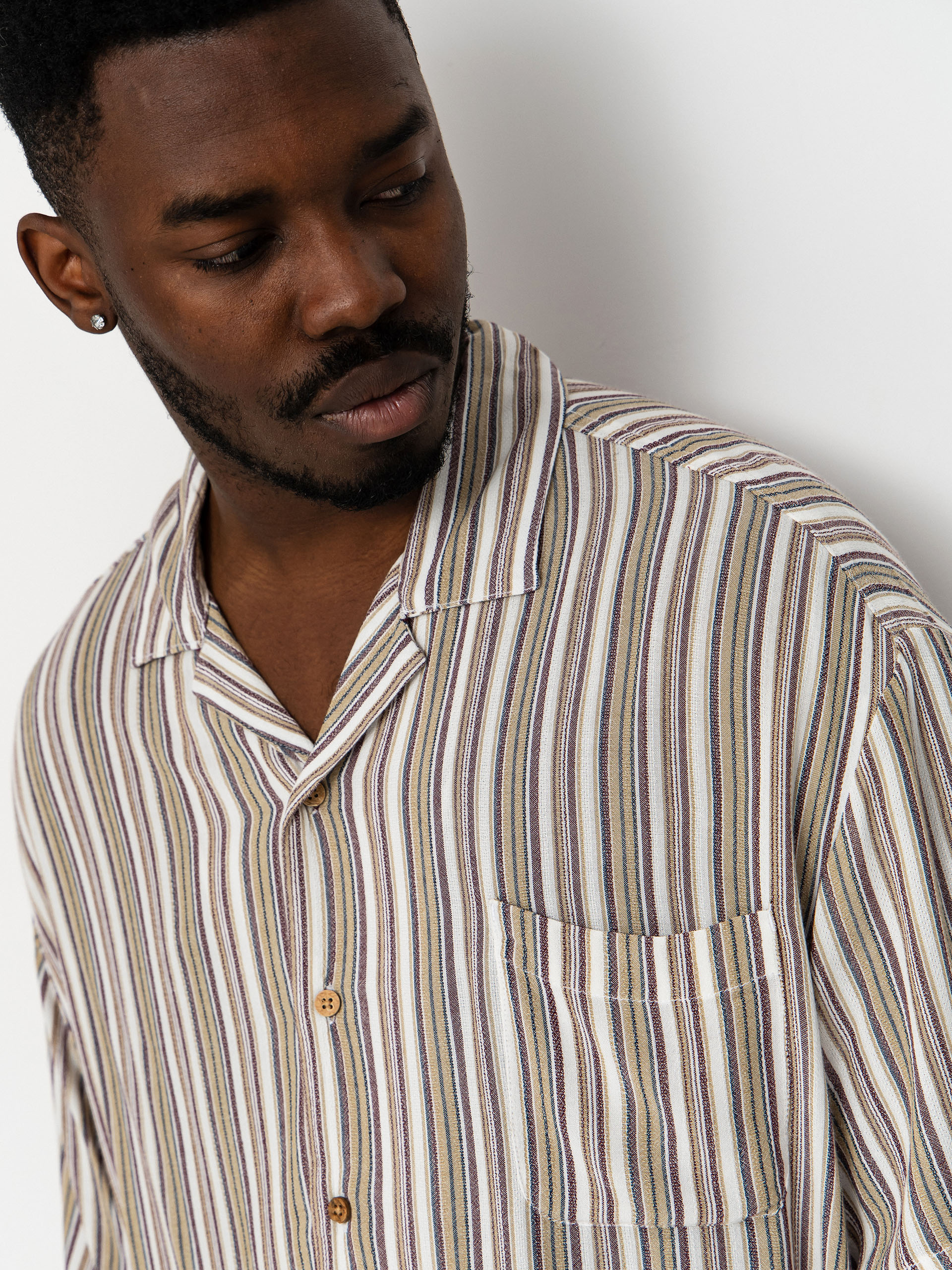 Košeľa Brixton Bunker Twisted Stripe (robust red)