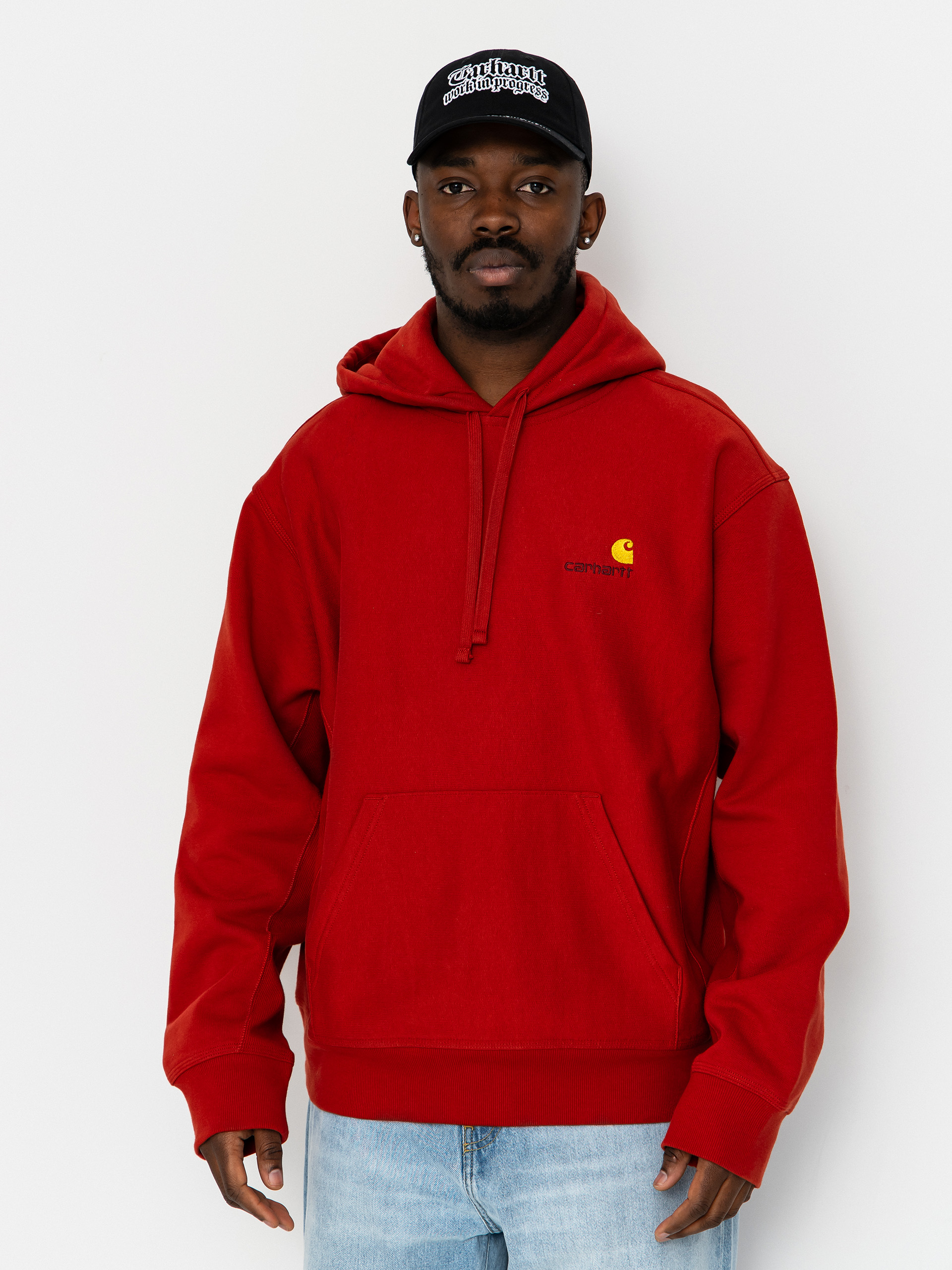 Mikina s kapucu0148ou Carhartt WIP American Script HD (oxide red)
