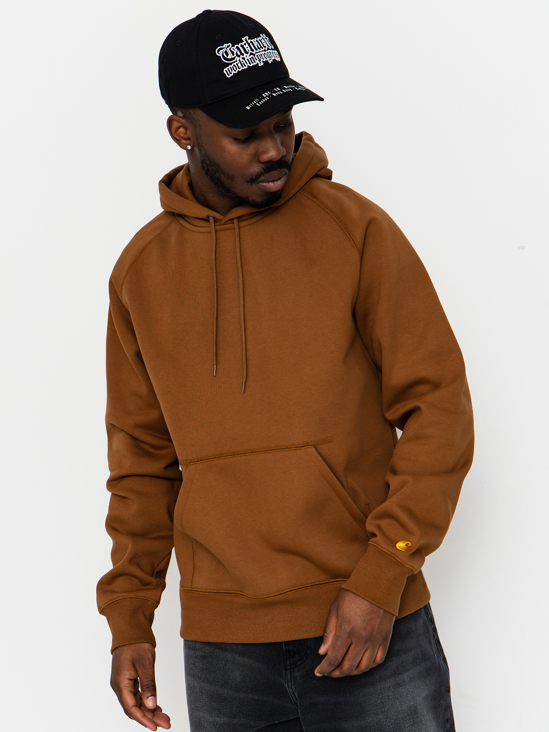 Mikina s kapucu0148ou Carhartt WIP Chase HD (hamilton brown/gold)