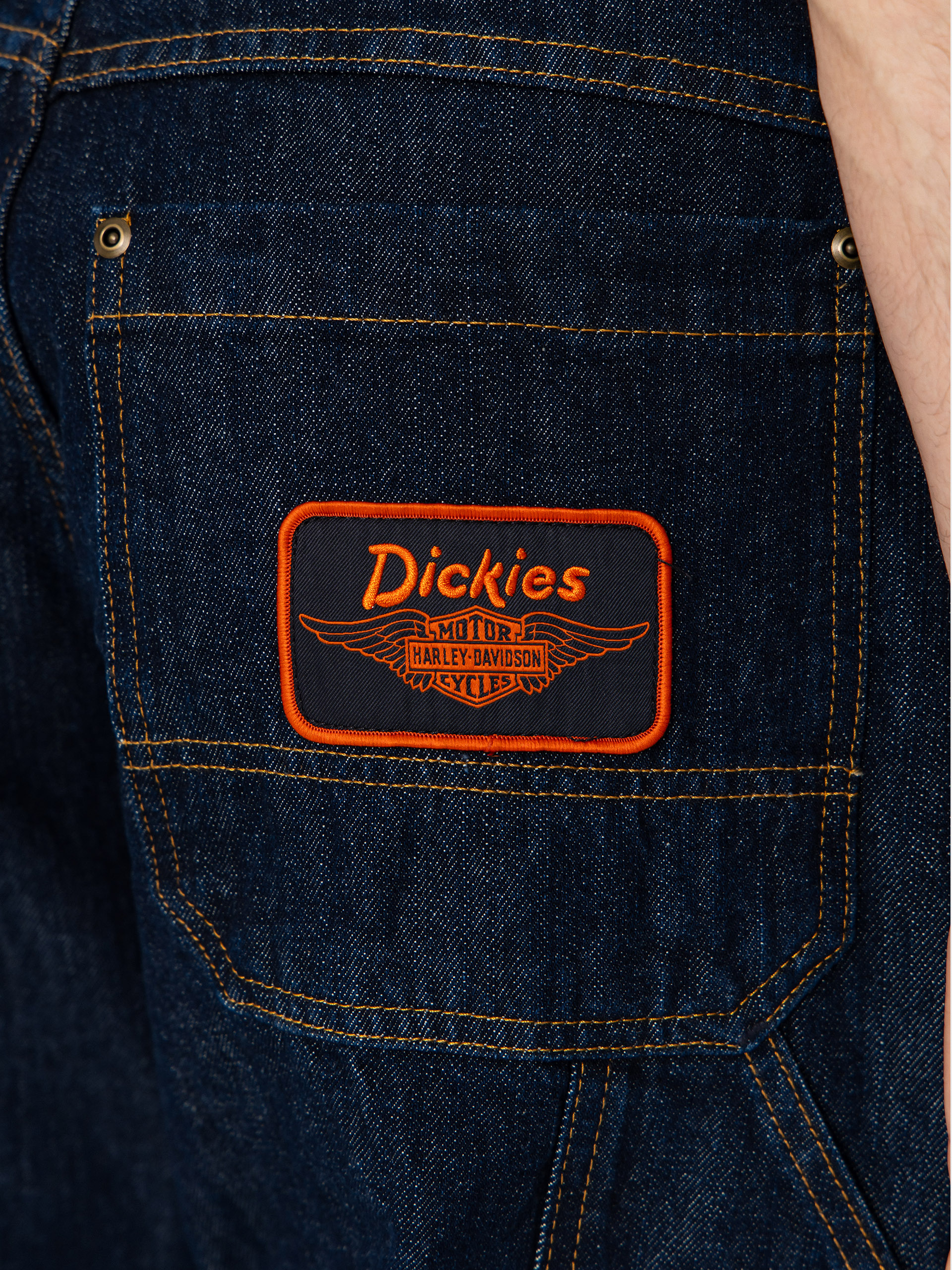 Nohavice Dickies X Harley Davidson Denim Carpenter (rinsed indigo blue)