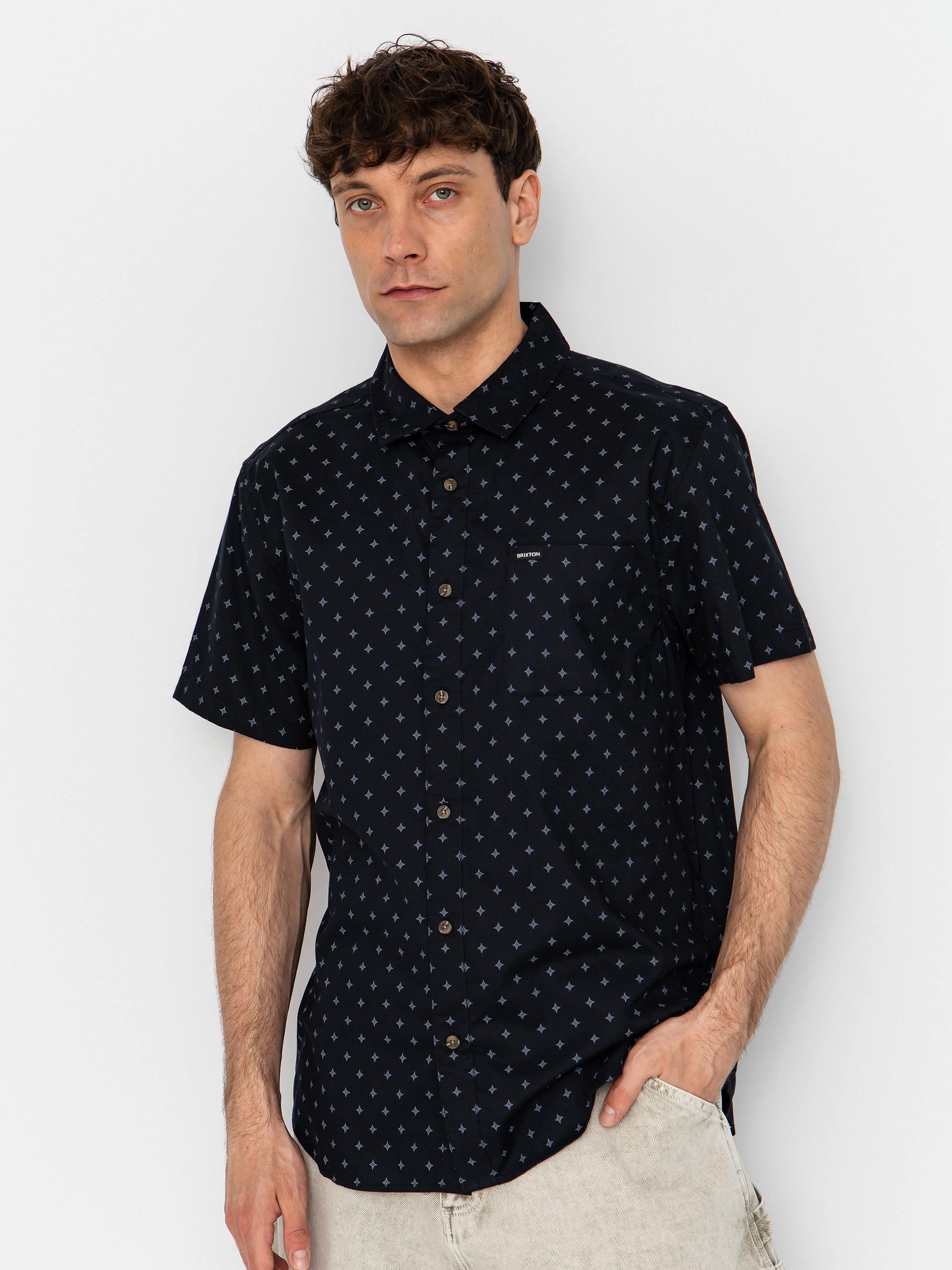 Košeľa Brixton Charter Print (future grey diamond tile)