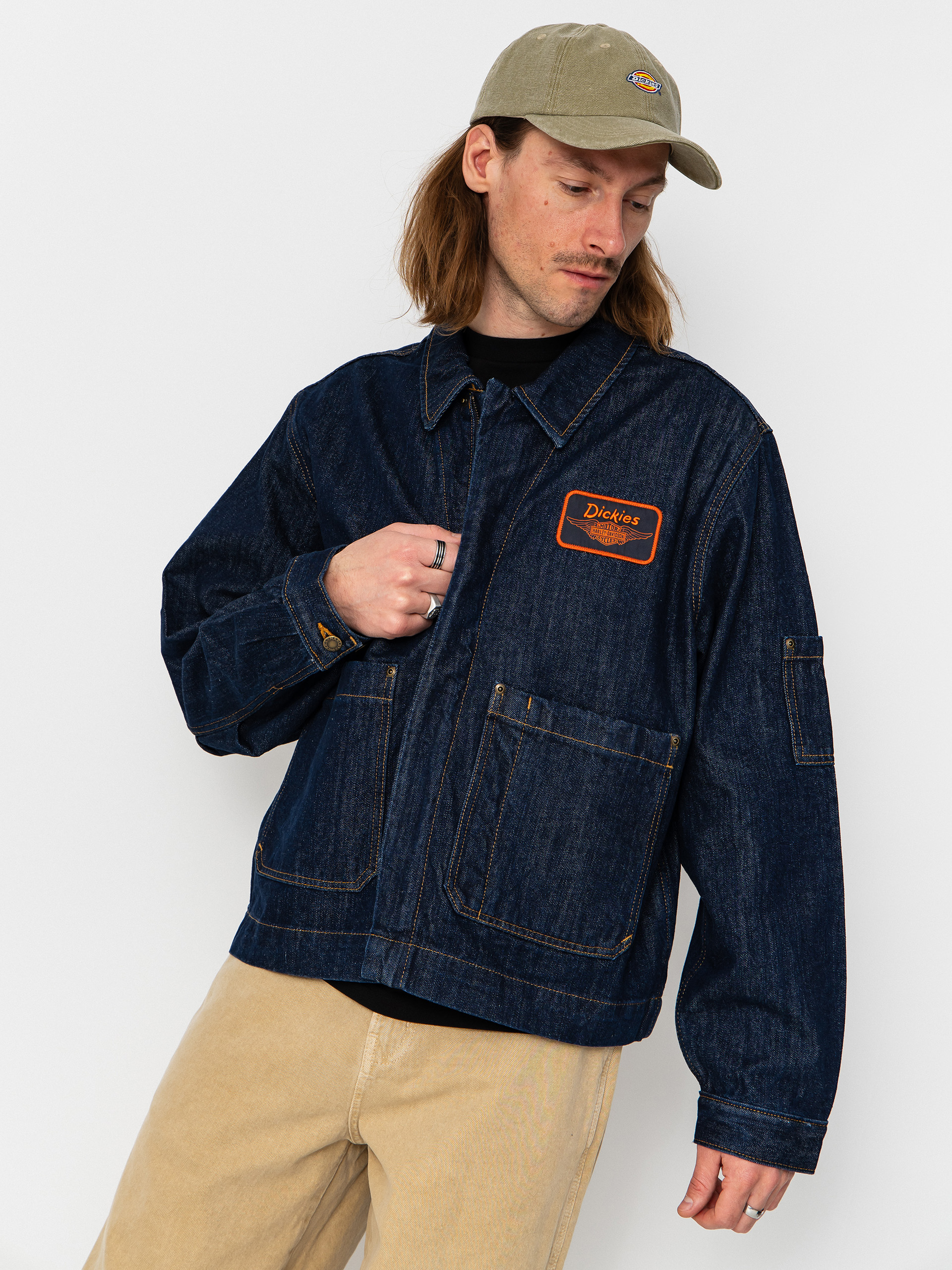 Bunda Dickies X Harley Davidson Boxy Denim (rinsed indigo blue)