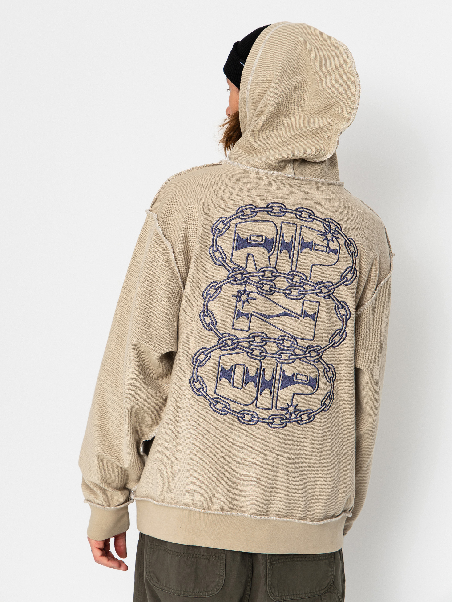 Mikina s kapucňou RipNDip Linked Up Reverse Stitched HD (khaki)